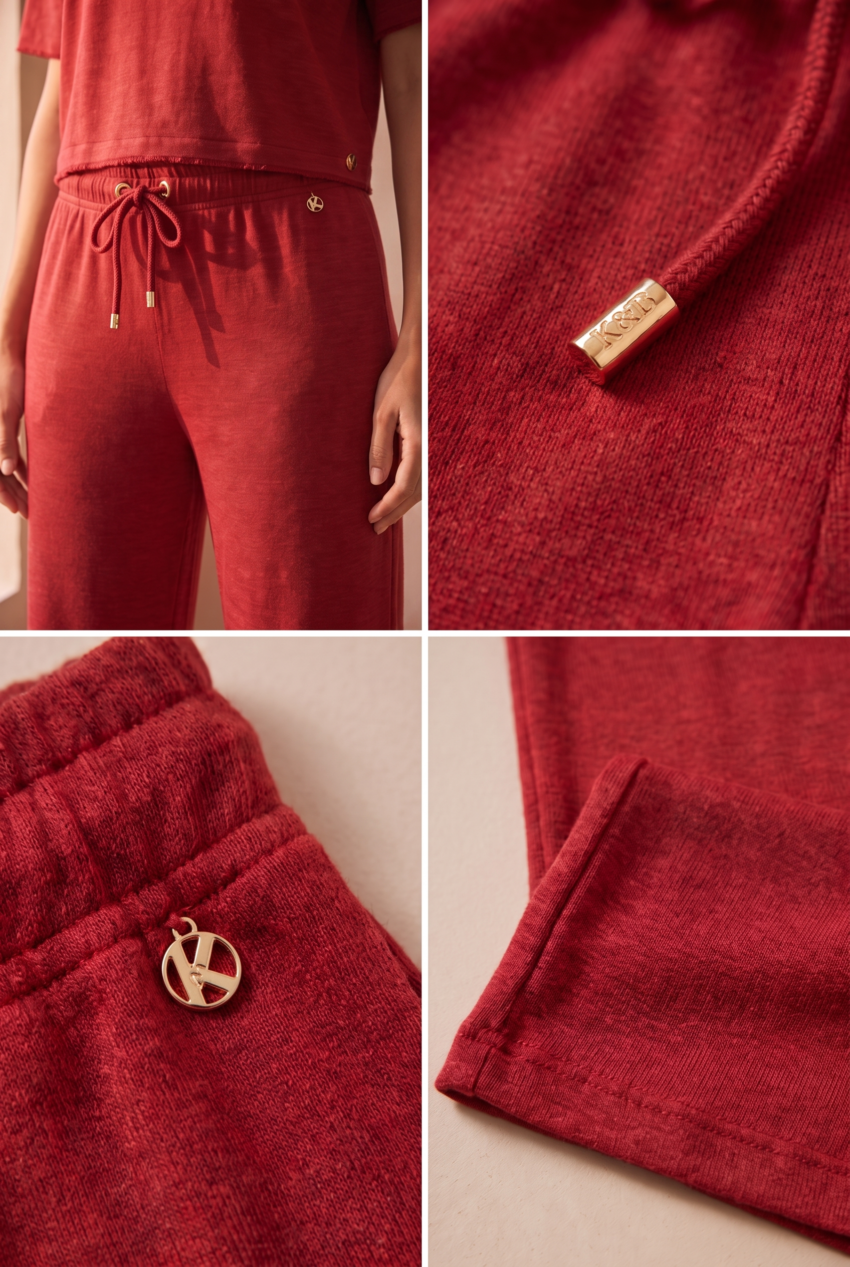22611W3004 LOUNGEWEAR KADIN BOL PAÇA PANTOLON Bordo