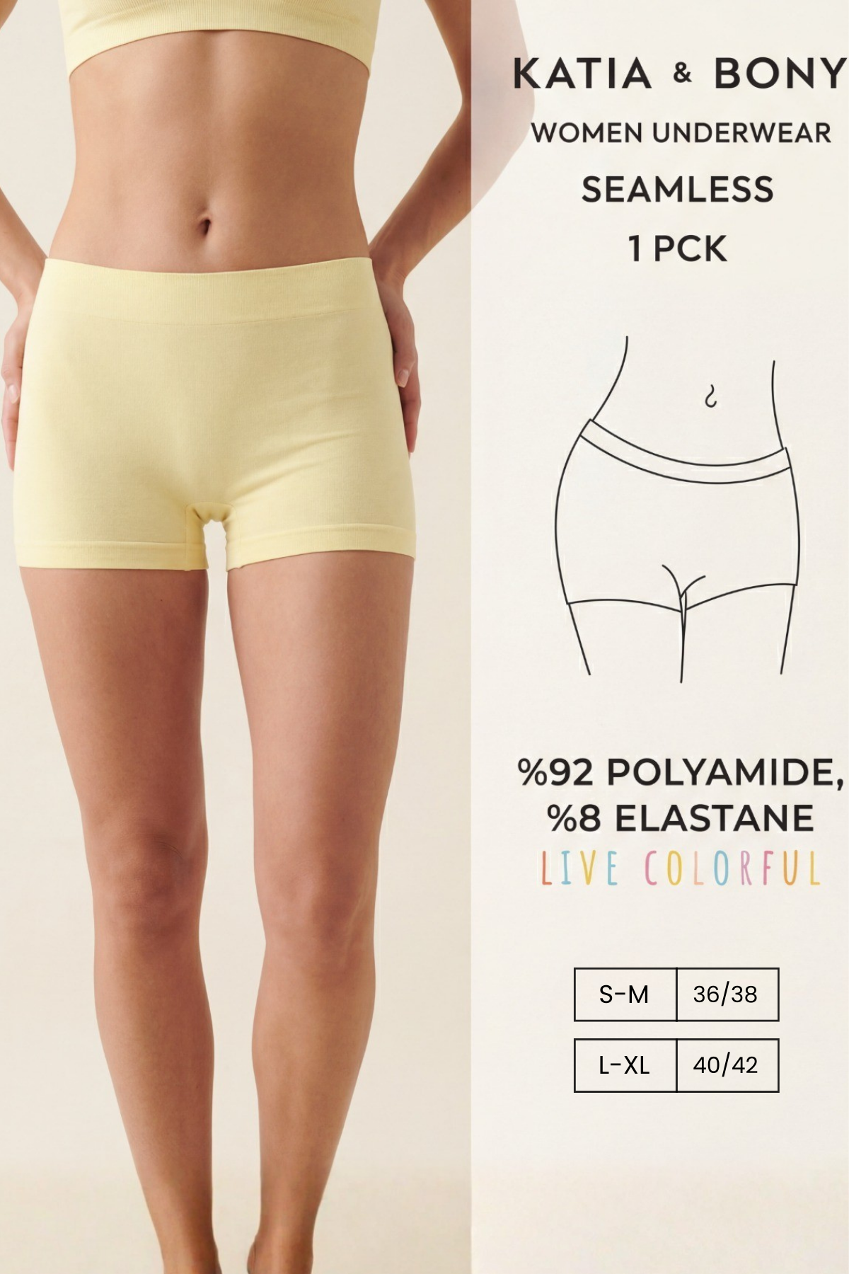 Kadın Sarı Seamless Boxer