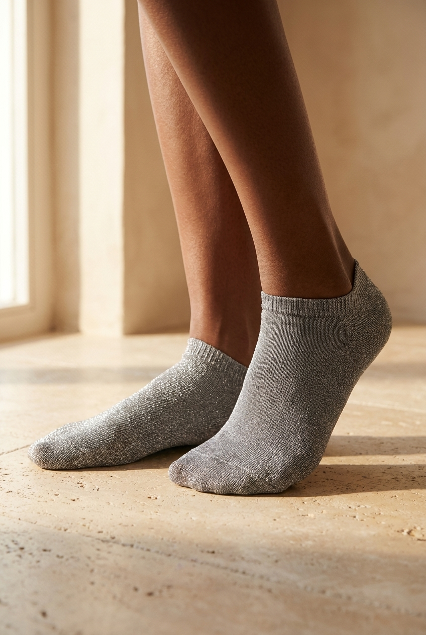 Women's Shine Booties Socks Silver