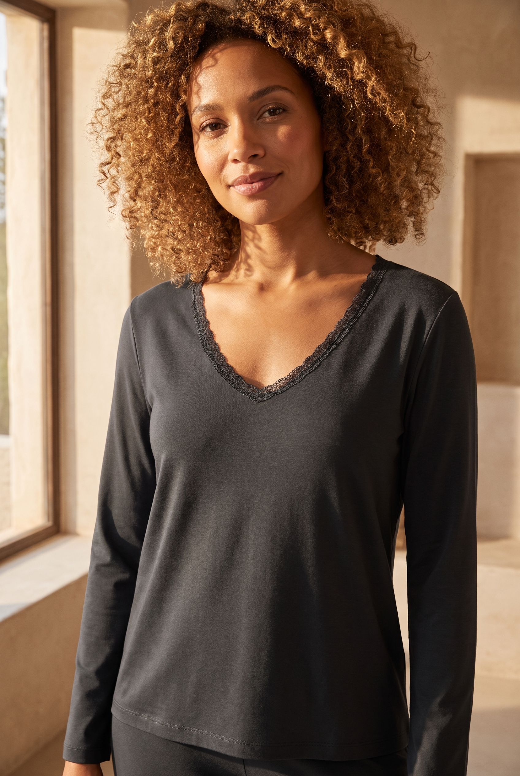 22511W3008 SILVER KADIN PİJAMA ÜST Anthracite