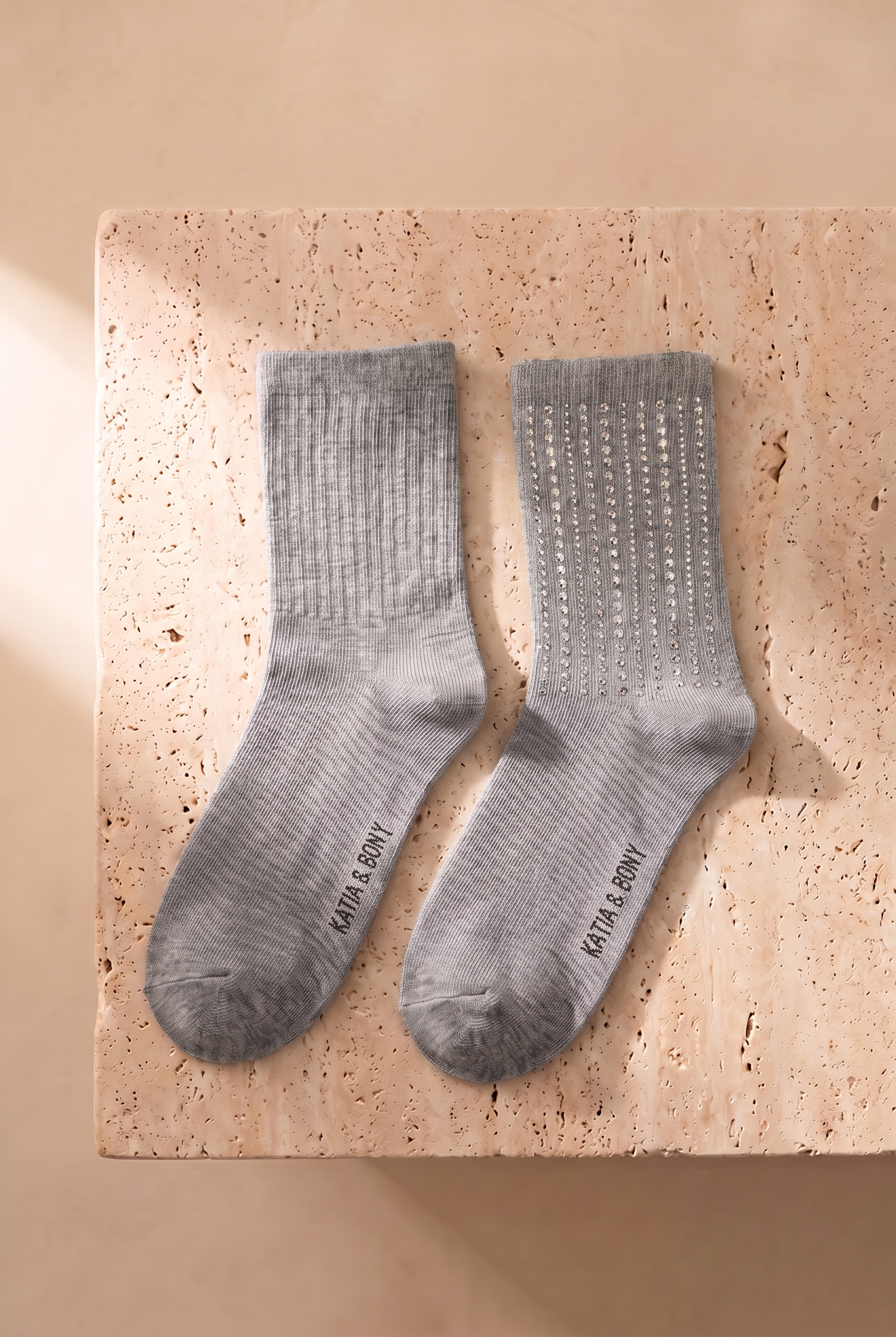 Women's Socket Socks Wıth Stone Accessory Gray
