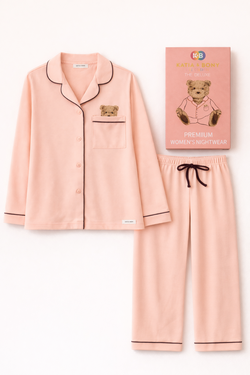 Kadın Teddy Baskılı Premium Kutulu Pijama Takımı