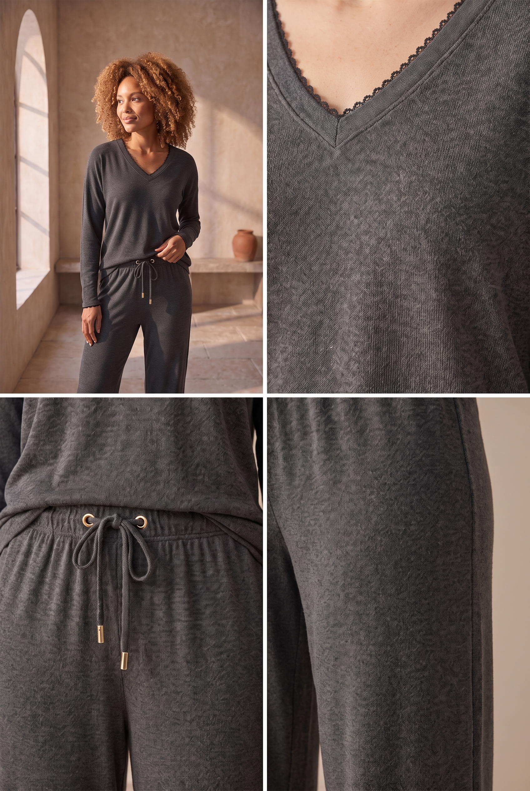 22511W3001 LOUNGEWEAR KADIN BLUZ ANTRASİT
