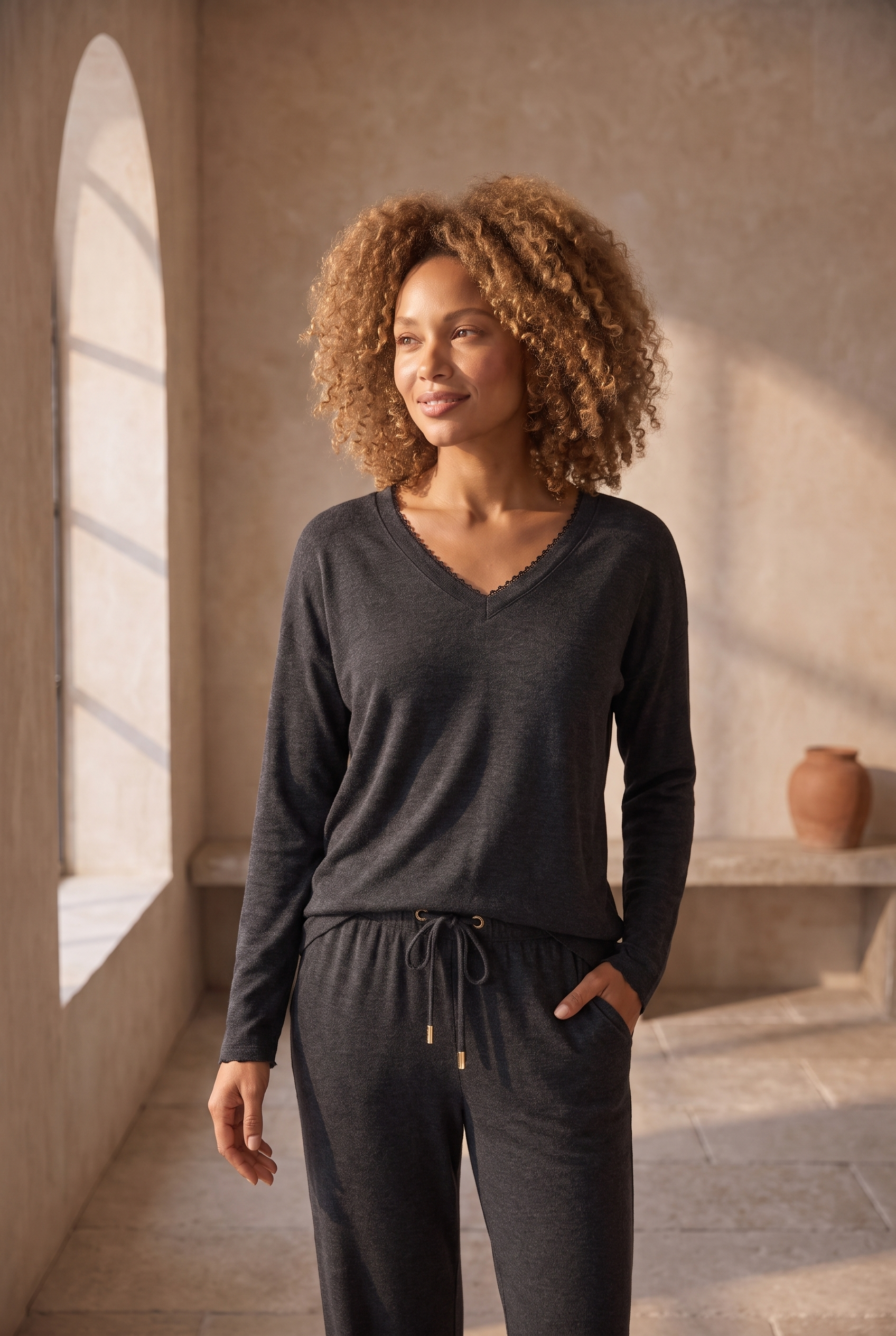 22511W3001 LOUNGEWEAR KADIN BLUZ ANTRASİT