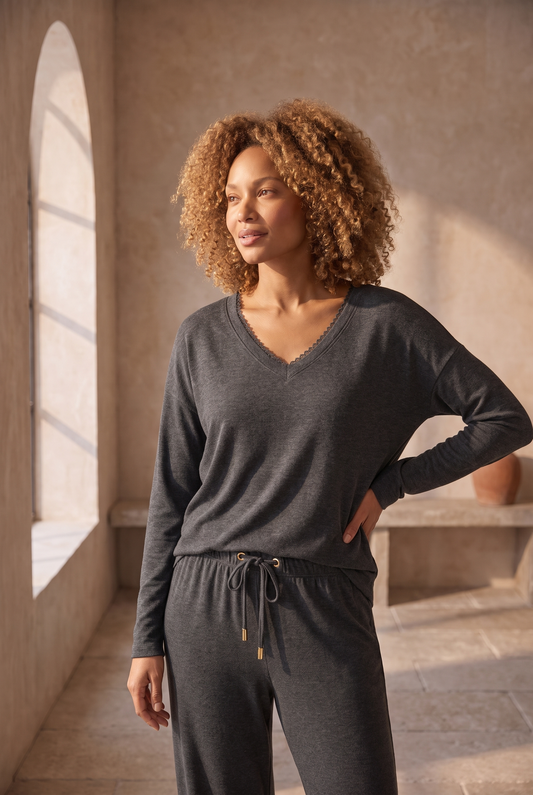 22511W3001 LOUNGEWEAR KADIN BLUZ ANTRASİT