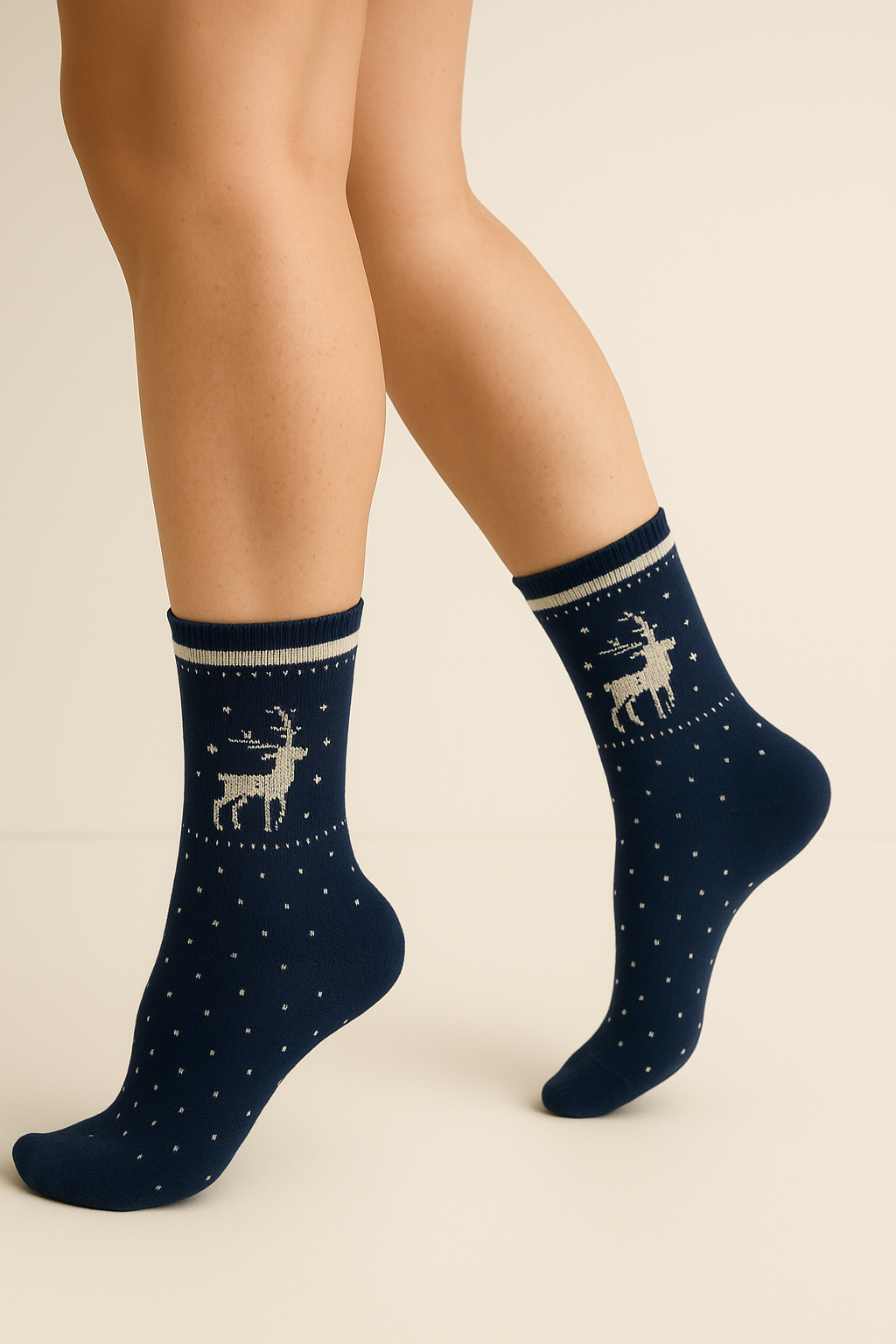 Kadın Yılbaşı Temalı Soket Çorap Lacivert