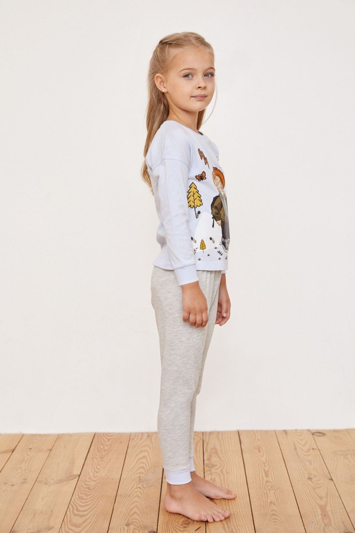 Kampa Giden Teddy Bear Desenli Kız Çocuk Pijama Takımı-LILAC
