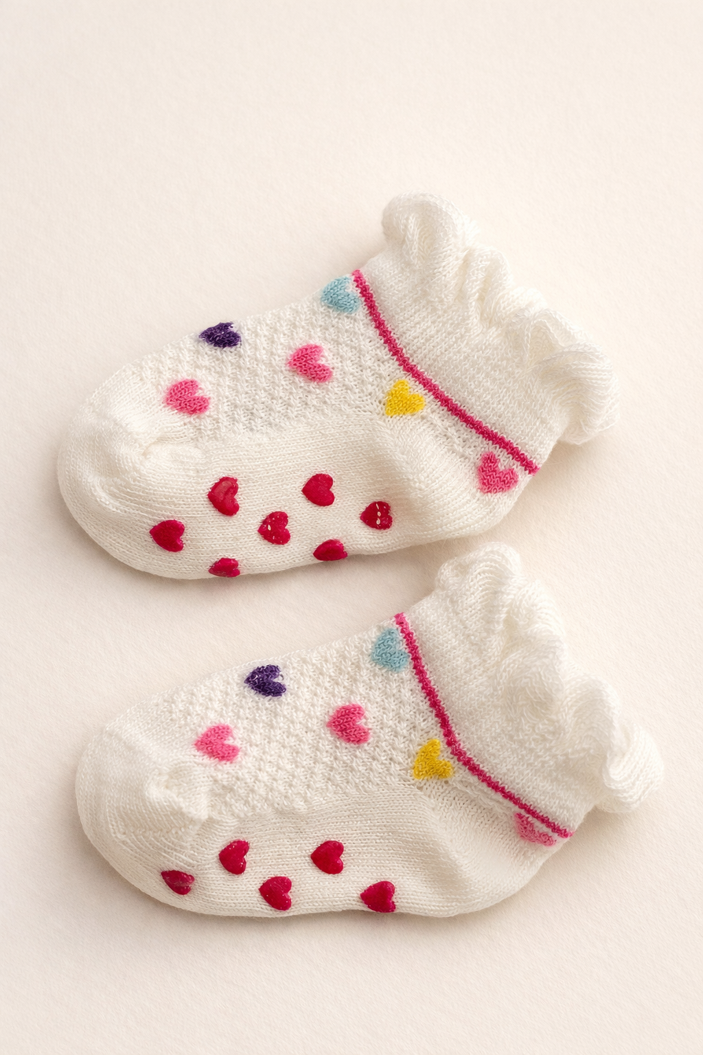 Kız Bebek 2'li Renkli Slikon Tabanlı Step Çorap