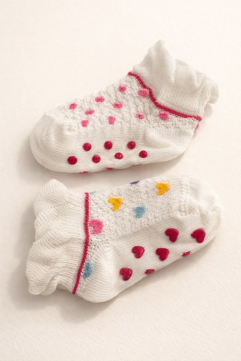 Kız Bebek 2'li Renkli Slikon Tabanlı Step Çorap