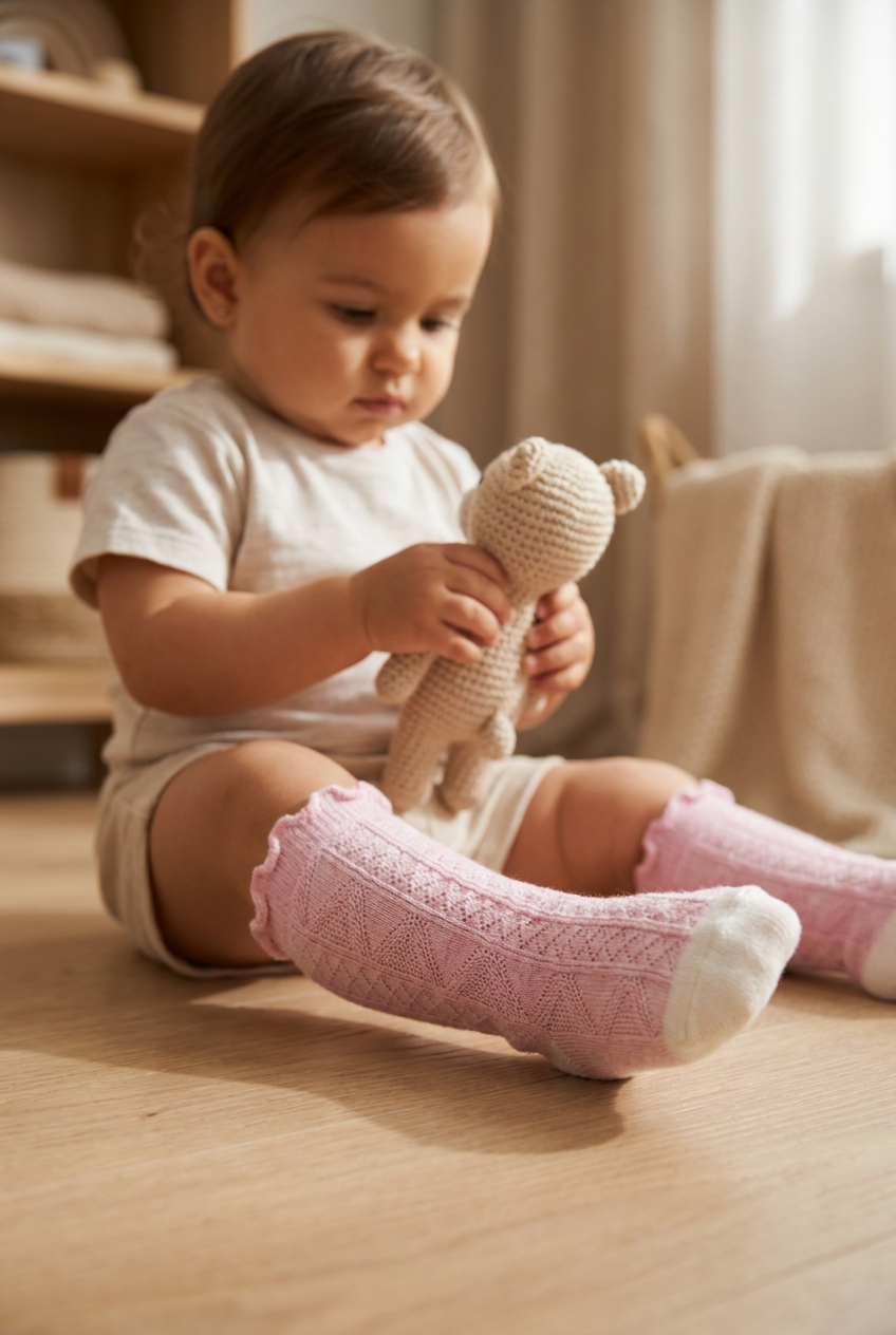 Baby Girl Patterned Knee Socks Pink
