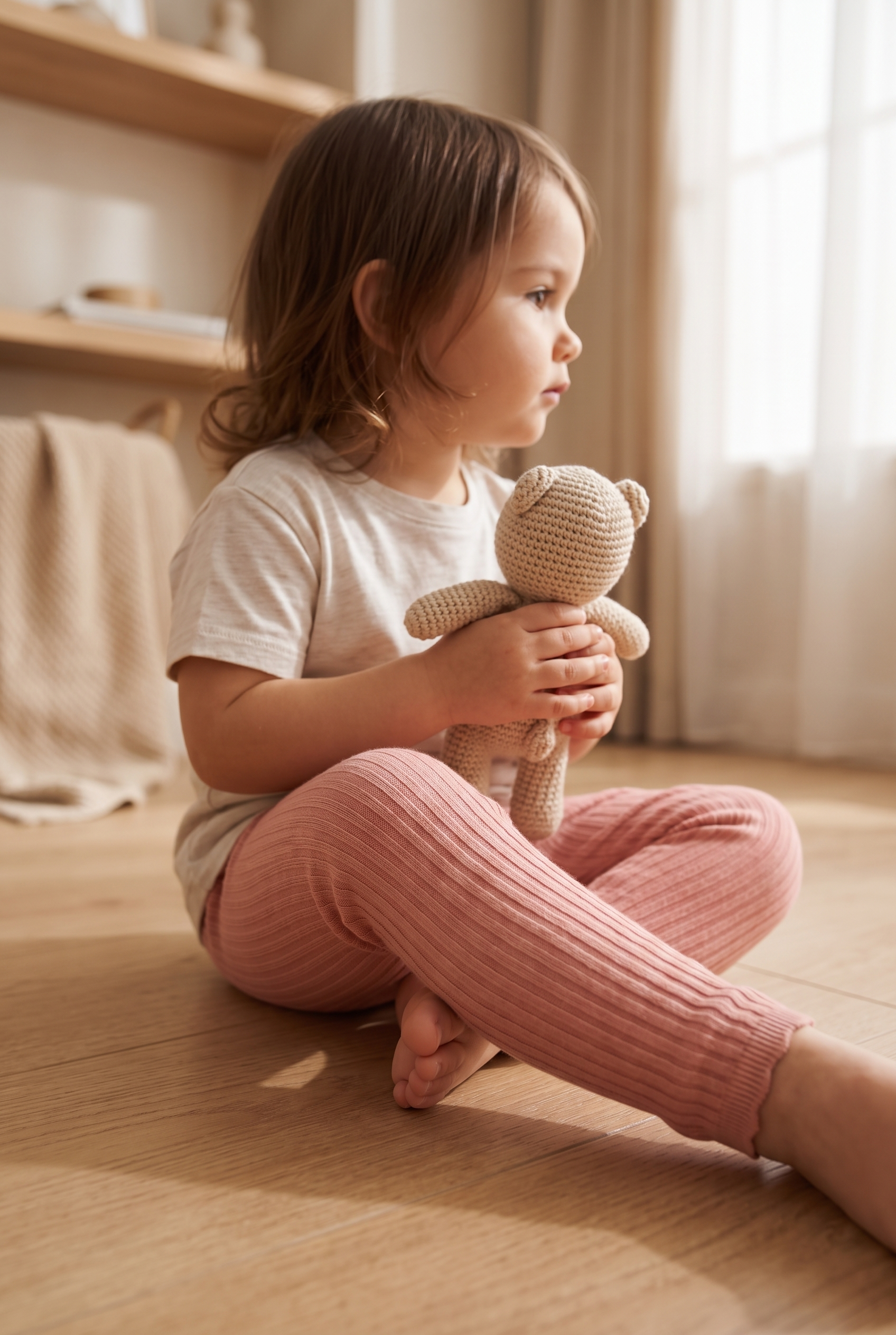 Baby Girl Ribbed Knit Leggings Pink