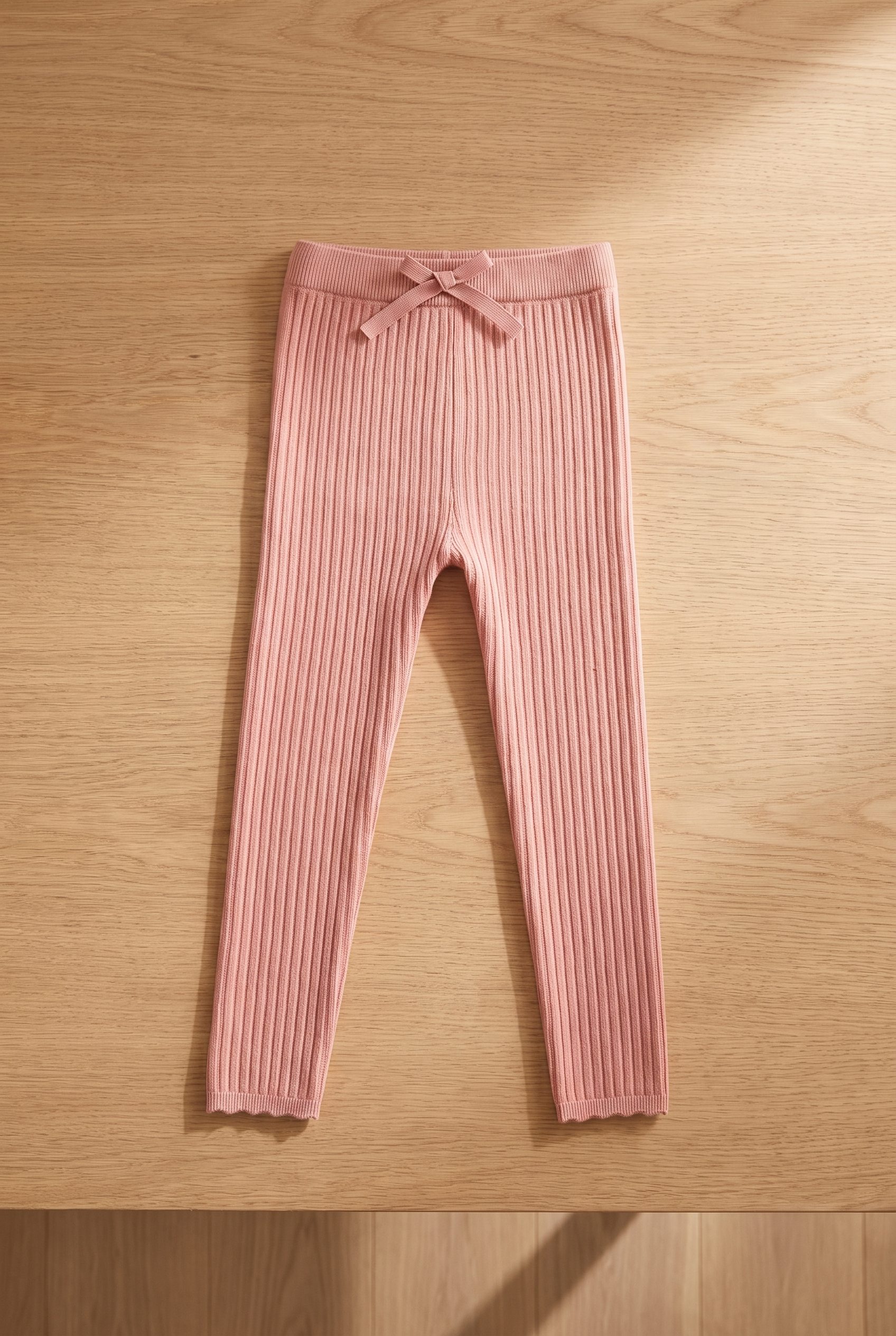 Baby Girl Ribbed Knit Leggings Pink