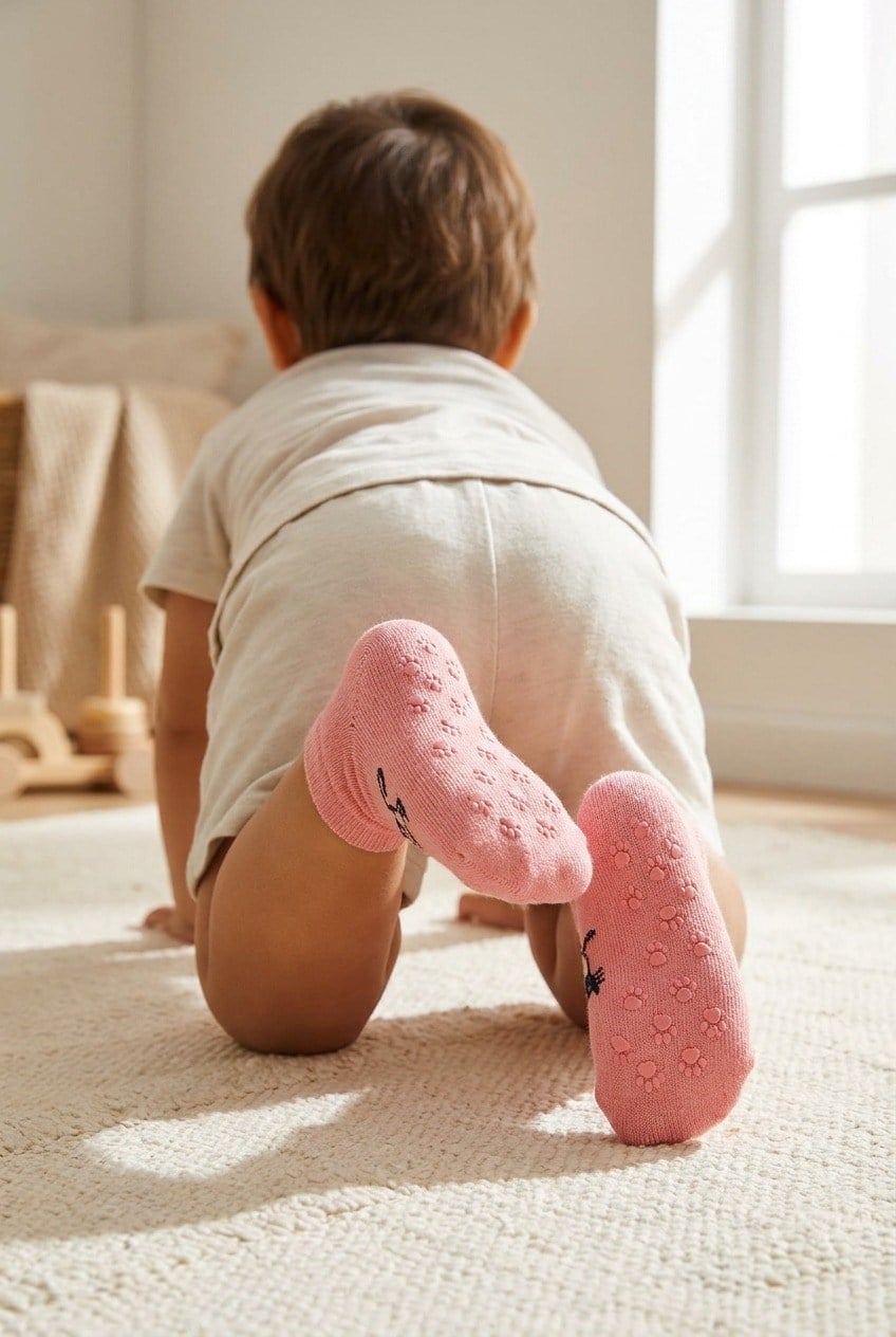 12501G1024 KEDİLİ BEBEK STEP ÇORAP Pembe