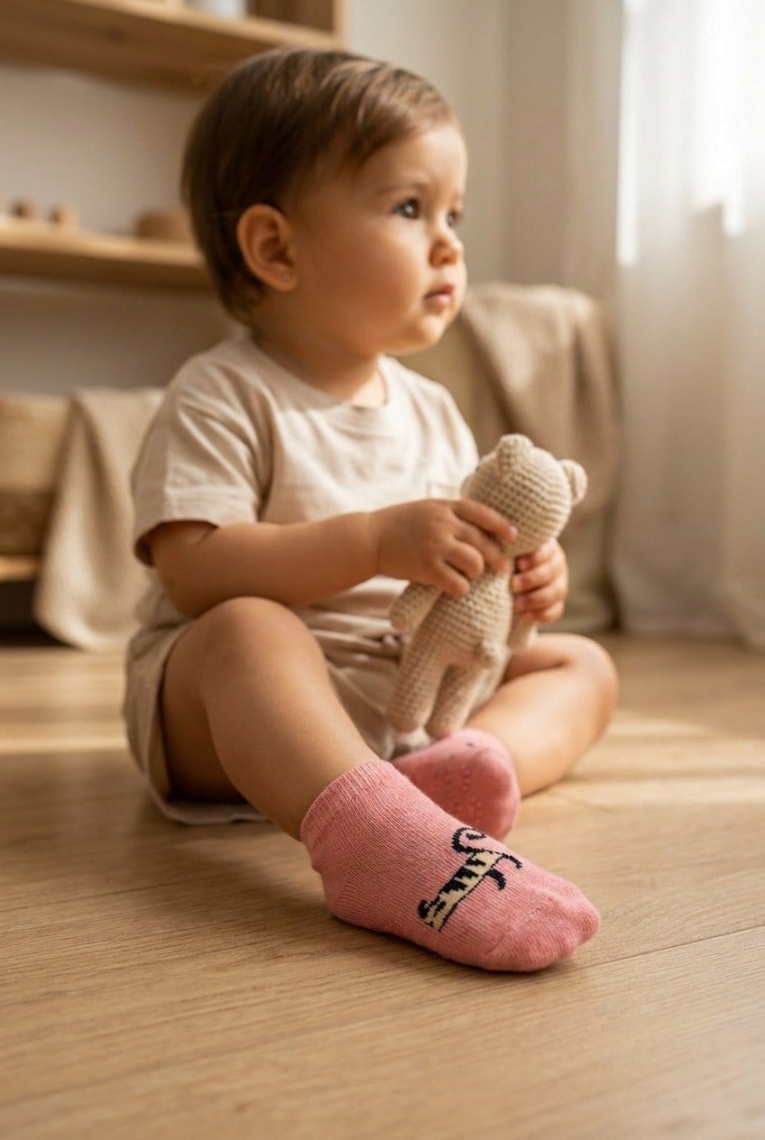 12501G1024 KEDİLİ BEBEK STEP ÇORAP Pembe