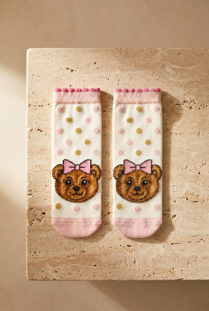 Baby Girl Ocean Odyssey Bear 2-Piece Sock Rose Pink