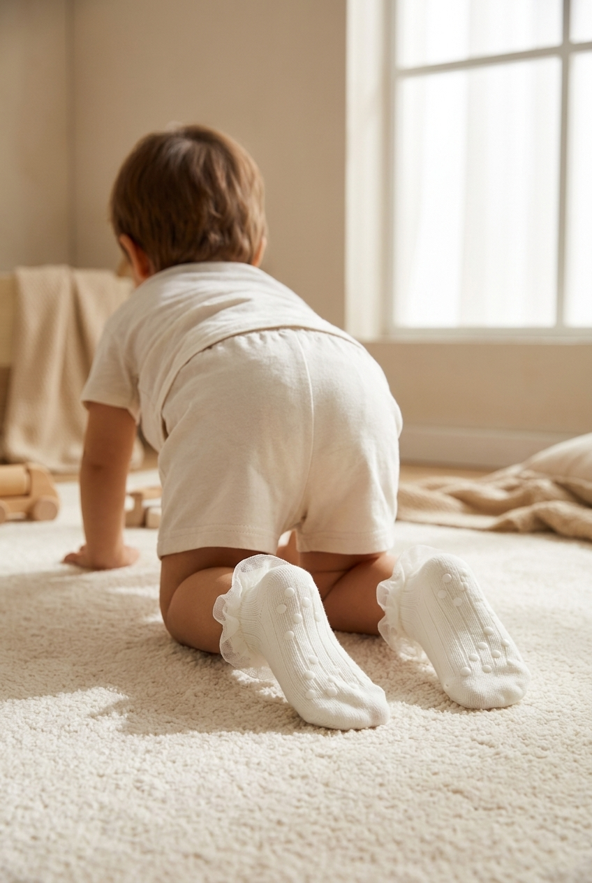 Kız Bebek Tül Aksesuarlı Step Çorap Beyaz
