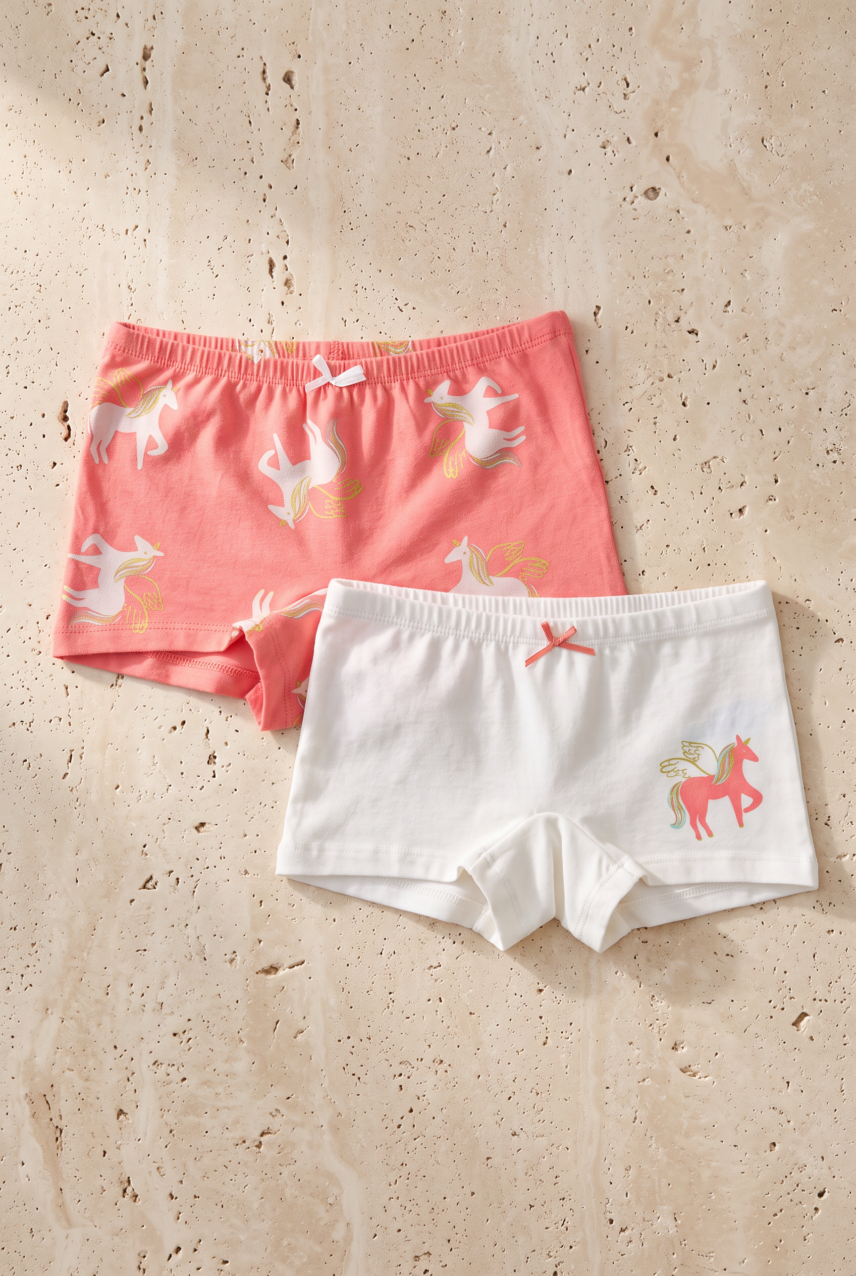 Kız Çocuk 2'li Paket Unicorn Boxer Ekru/Pembe