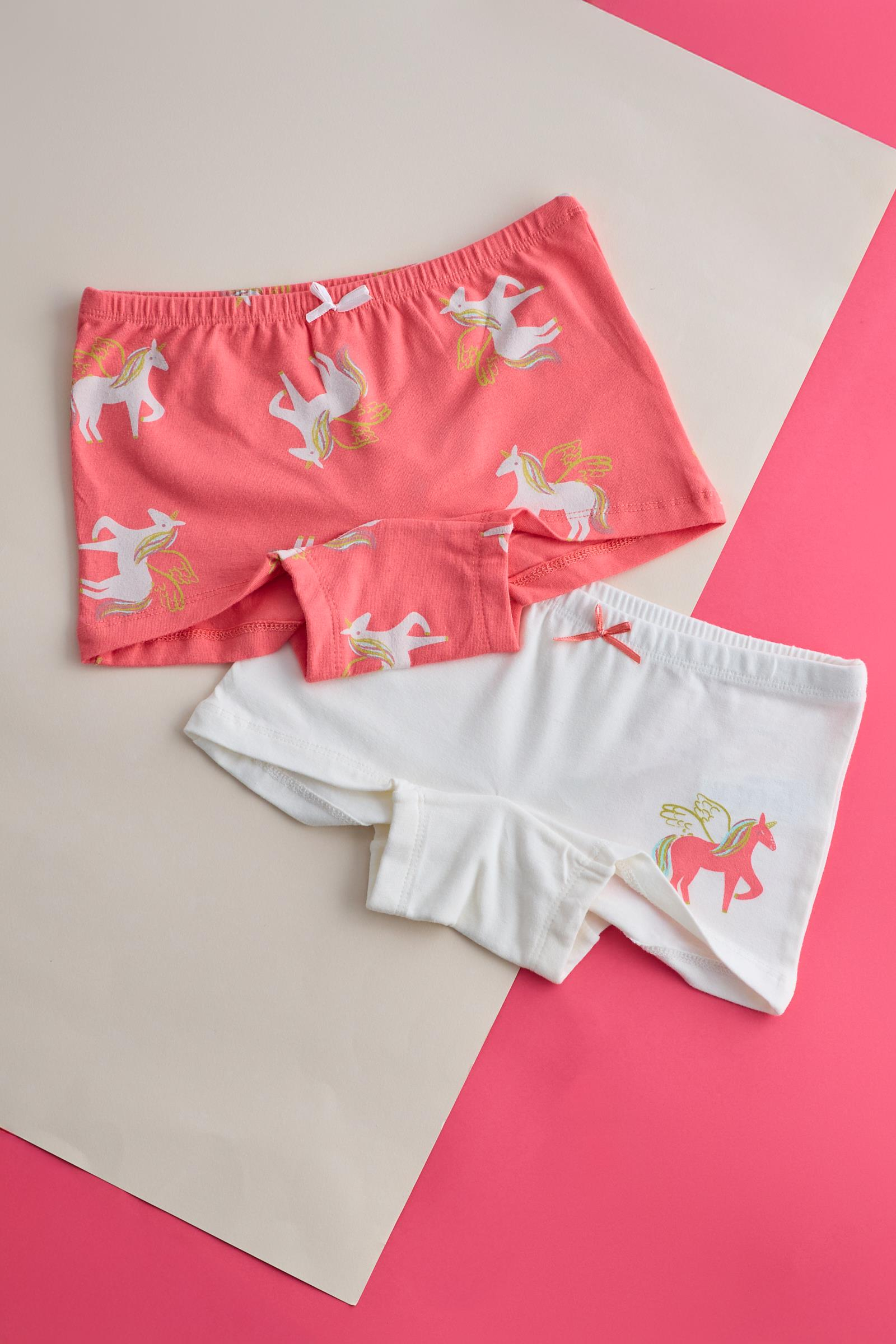 Kız Çocuk 2'li Paket Unicorn Boxer Ekru/Pembe
