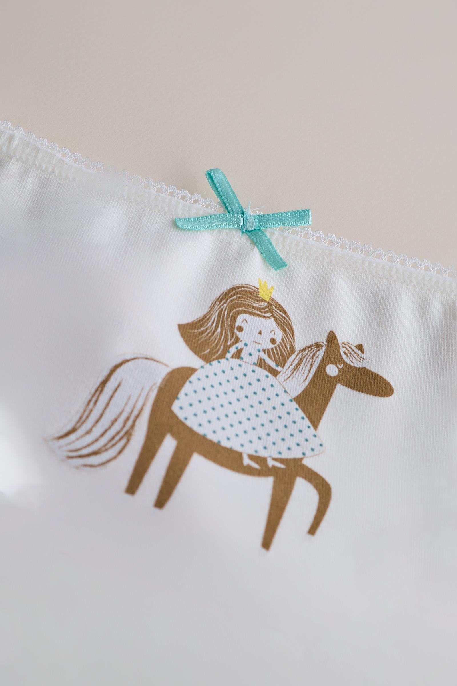 Kız Çocuk 3'lü Paket Puantiye Slip Ekru