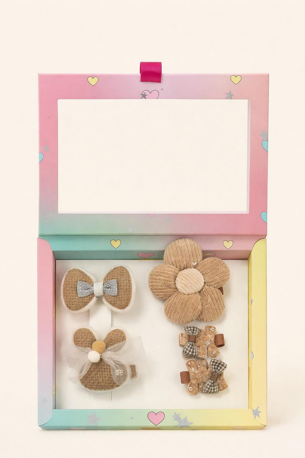 Kız Çocuk 4'lü Toka Seti Kahverengi