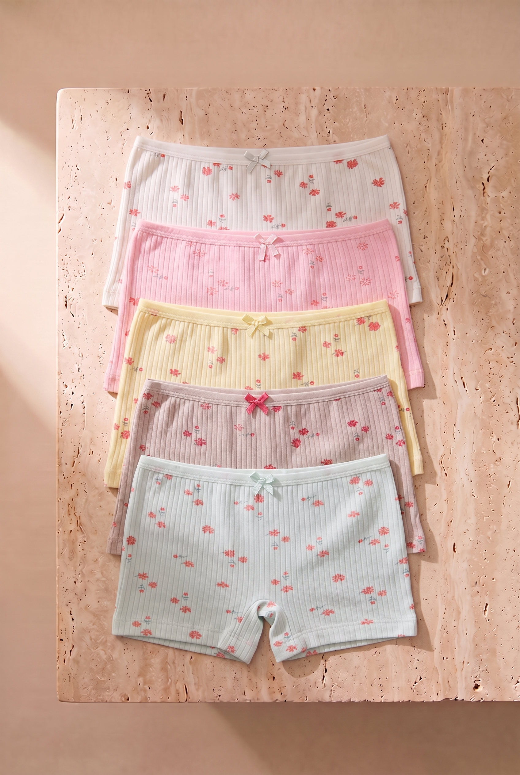 Girls' 5-Pack Flower Pattern Boxer Multi-Color