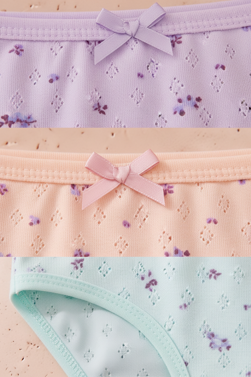Kız Çocuk 5 li Paket Çiçek Desenli Slip Çok Renkli