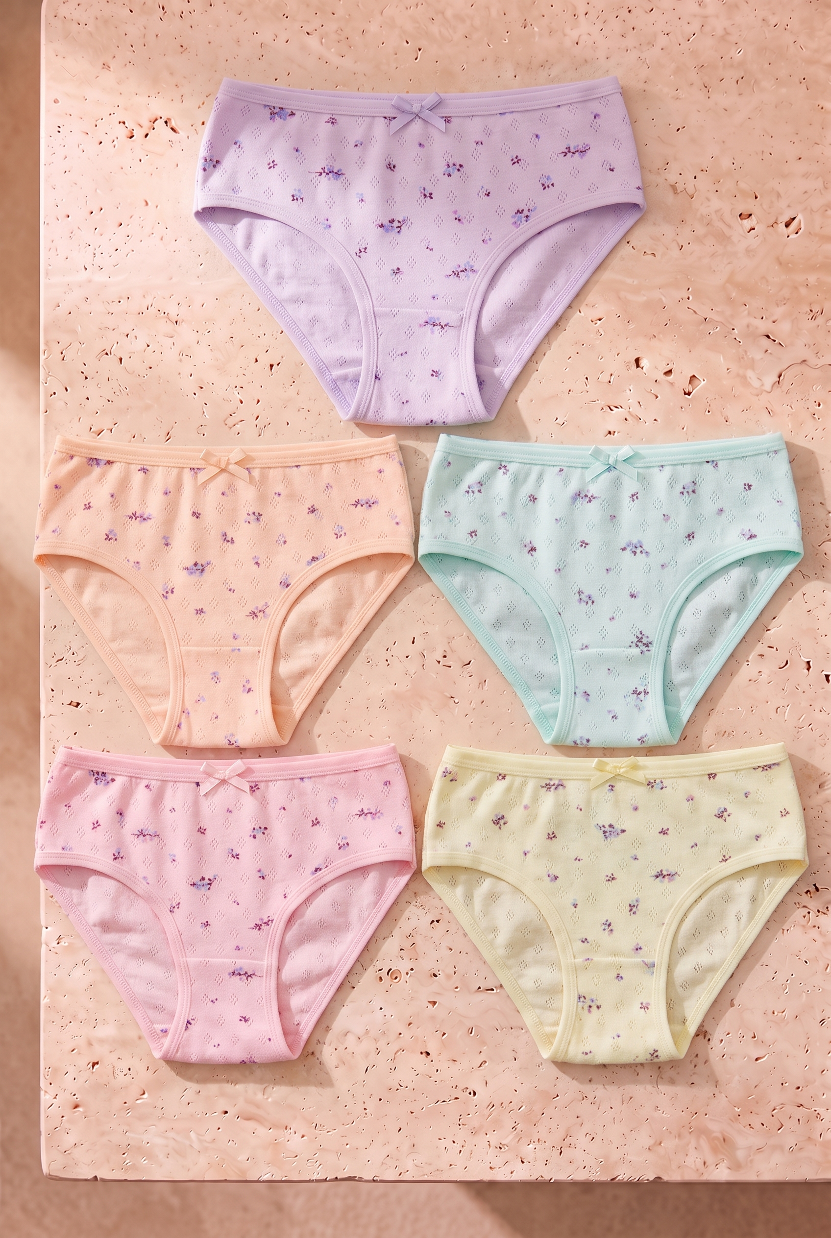 Kız Çocuk 5 li Paket Çiçek Desenli Slip Çok Renkli