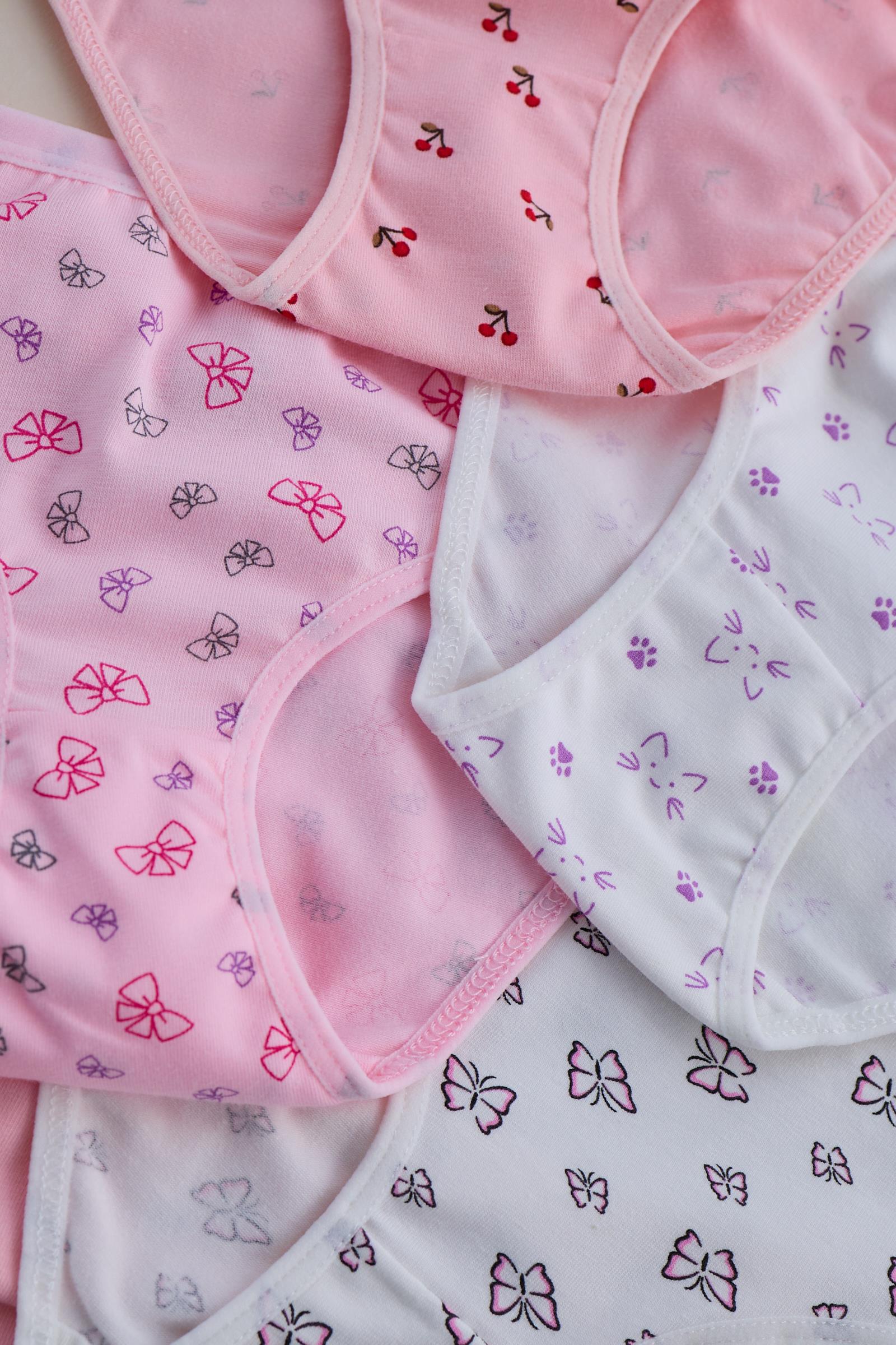 Kız Çocuk  5 li Paket Kelebek Desenli  Slip Çok Renkli