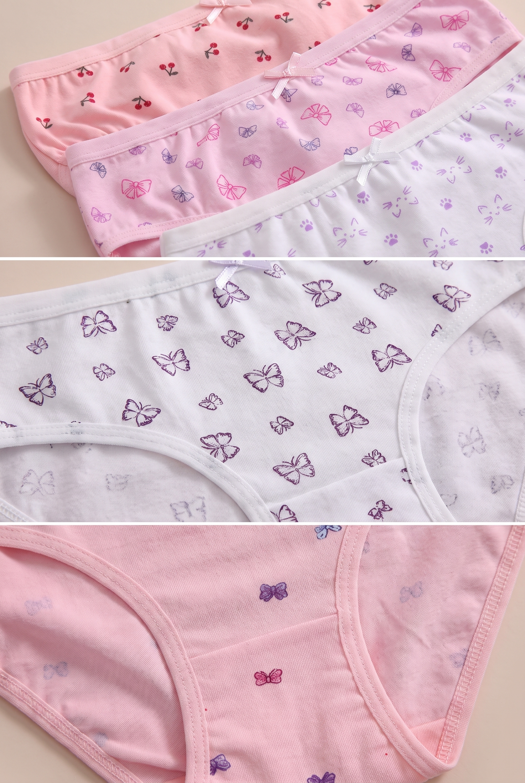 Kız Çocuk  5 li Paket Kelebek Desenli  Slip Çok Renkli