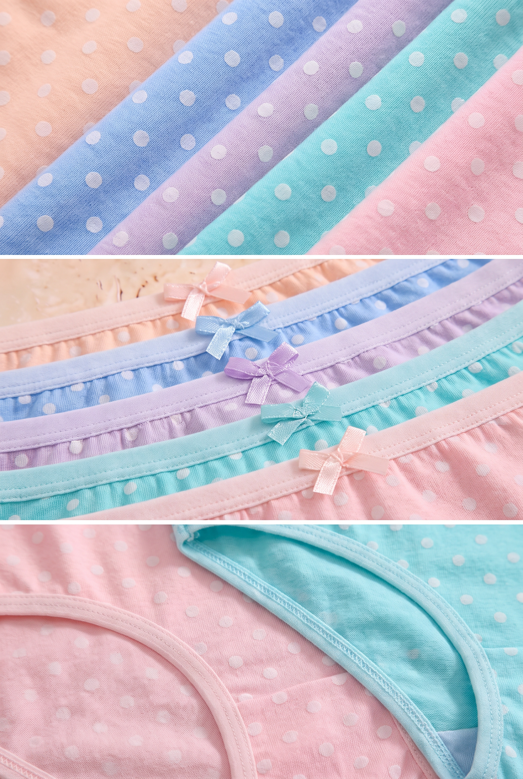 Kız Çocuk 5 li Paket Puantiye Detaylı Slip Çok Renkli