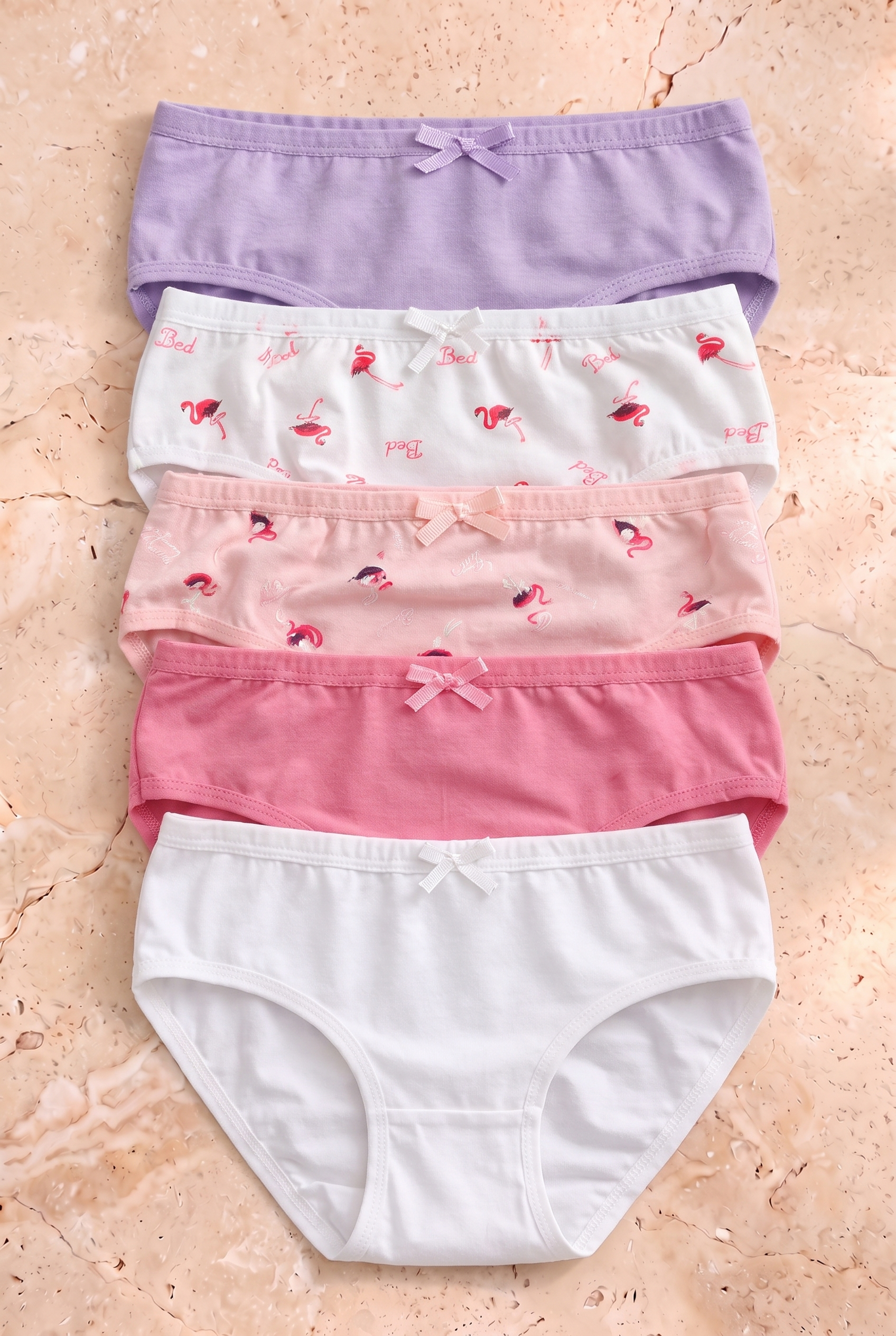 Kız Çocuk 5'li Flamingo Desenli Slip Külot