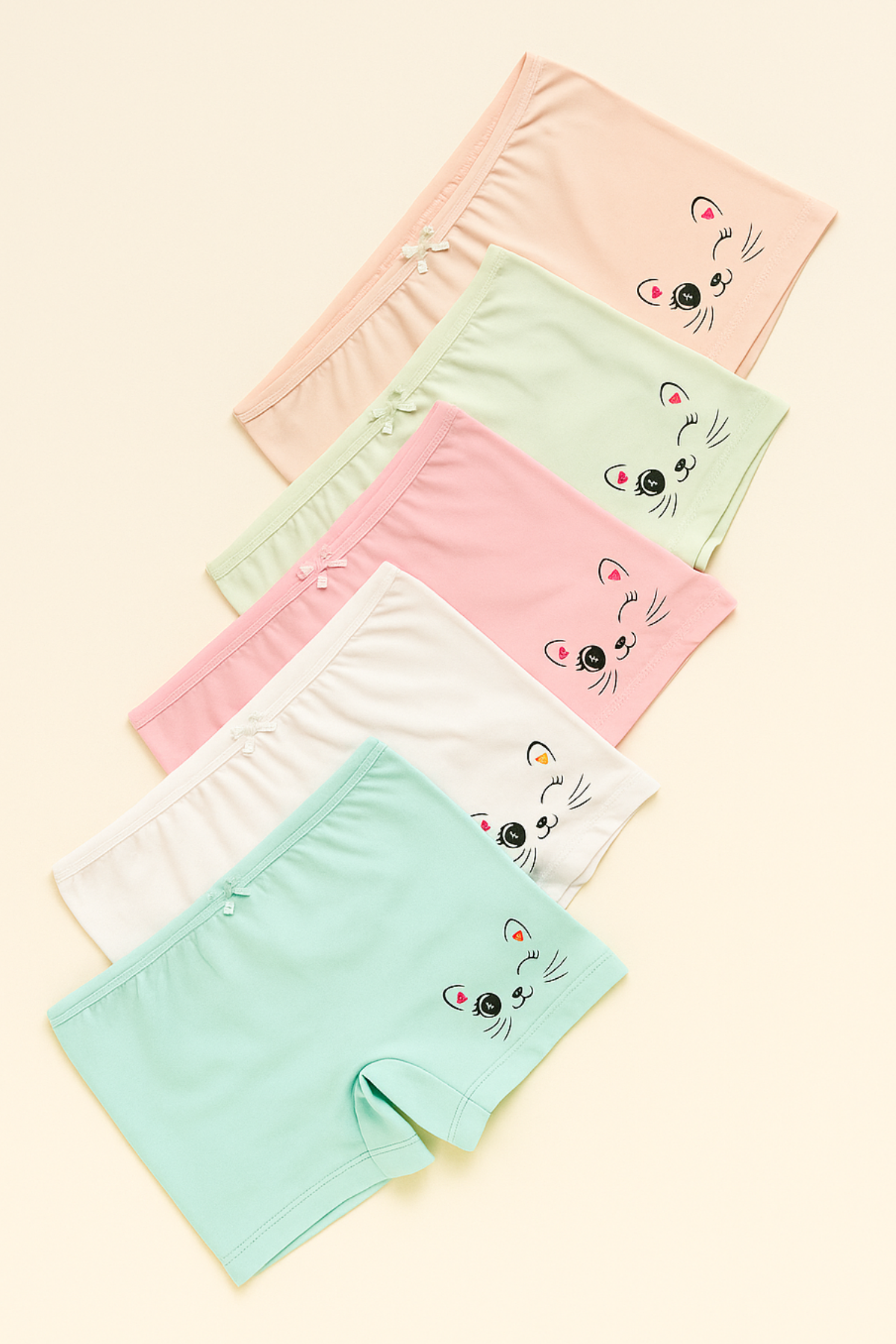 Kız Çocuk 5'li Kedi Desenli Boxer