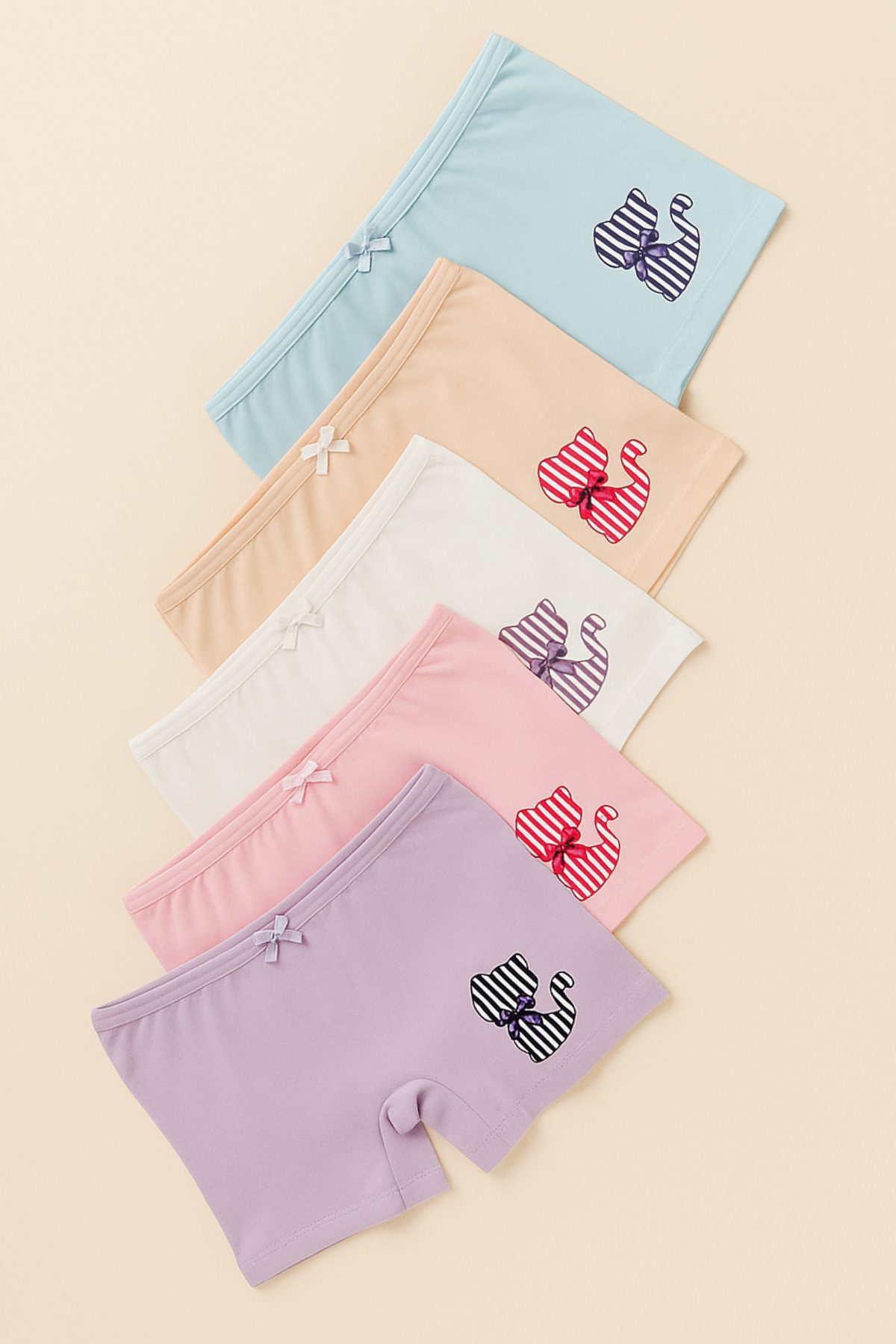 Kız Çocuk 5'li Kedi Desenli Boxer