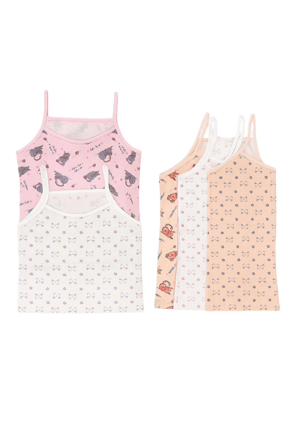 Kız Çocuk 5'li Kedili Atlet Çok Renkli