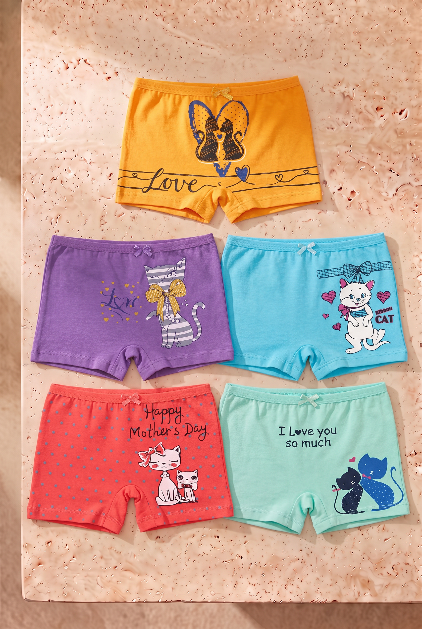 Kız Çocuk 5'li Paket Çok Renkli Boxer