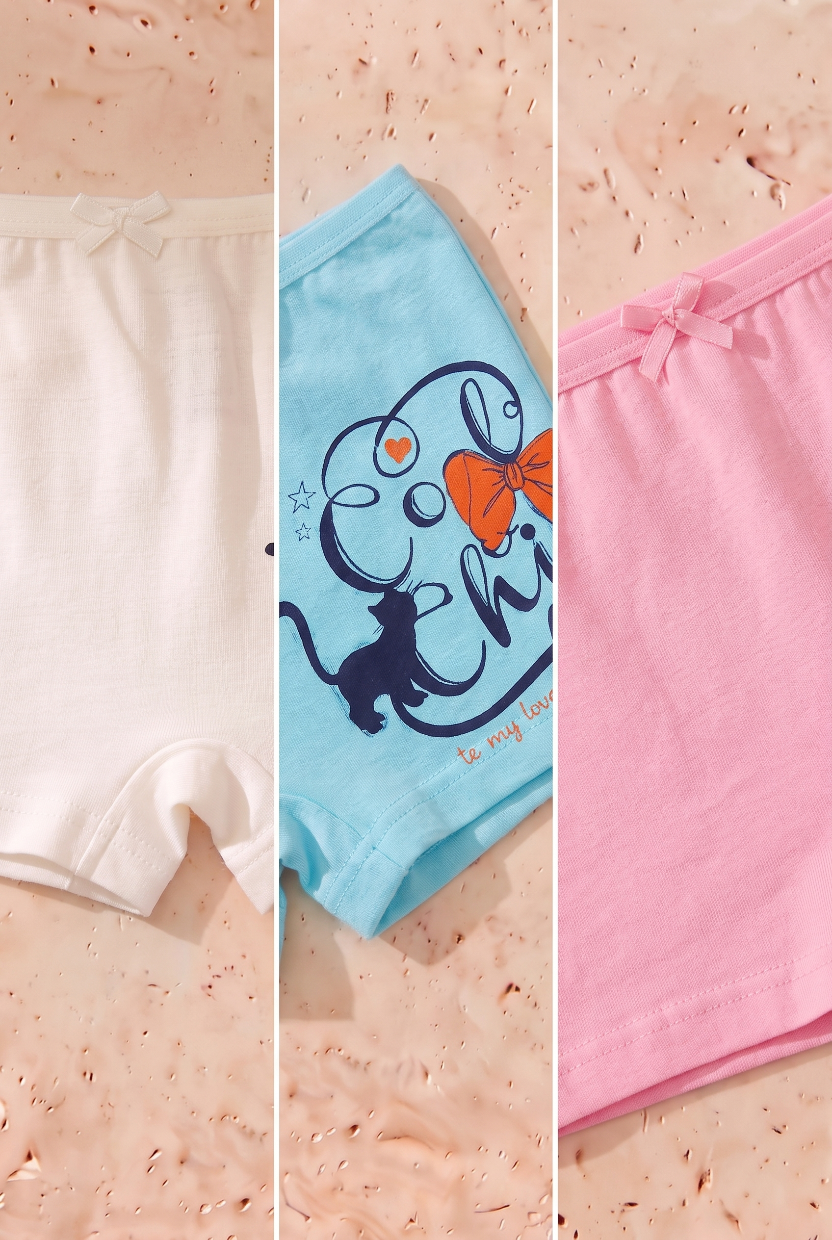 Kız Çocuk 5'li Paket Kedi Desenli Boxer