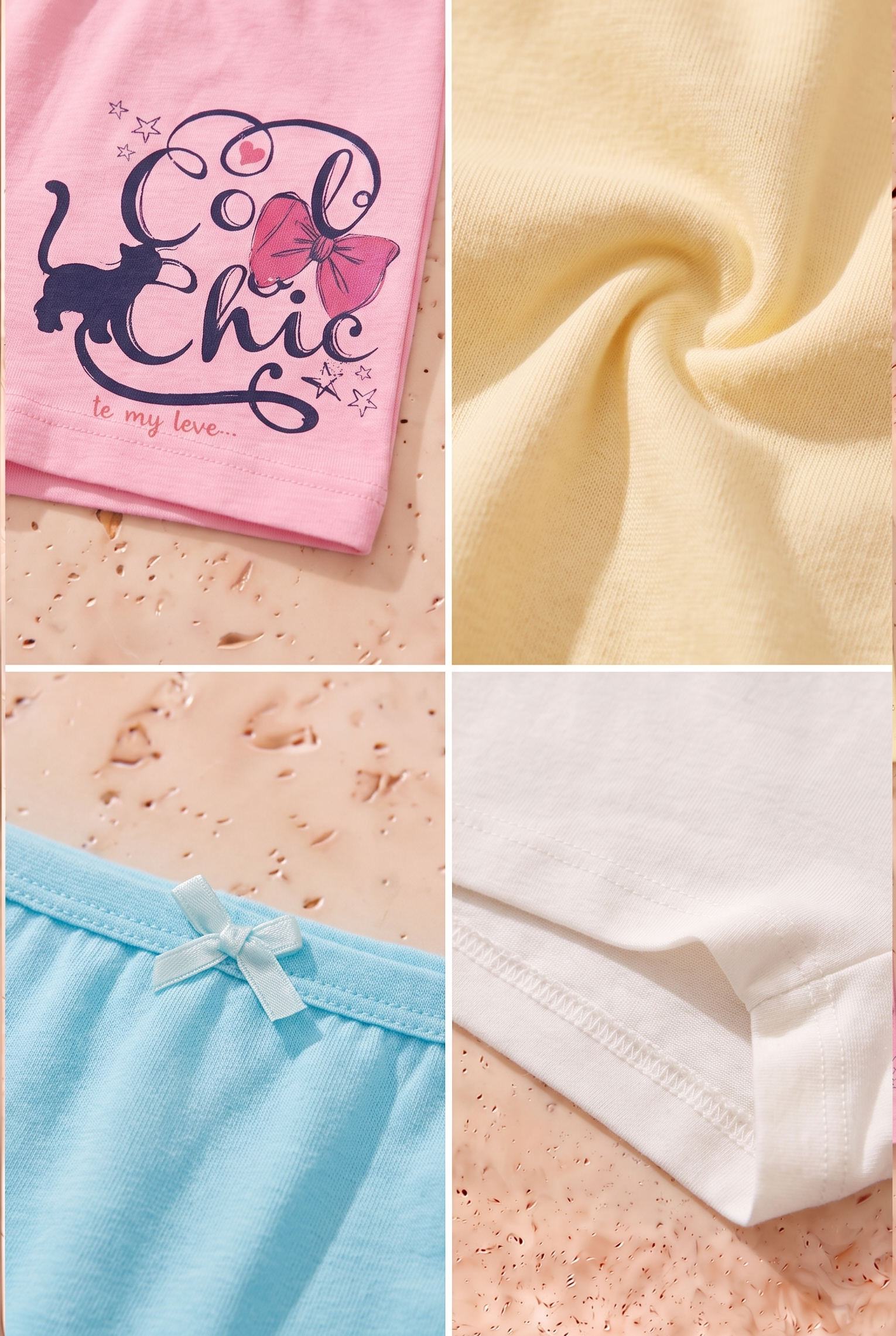 Kız Çocuk 5'li Paket Kedi Desenli Boxer