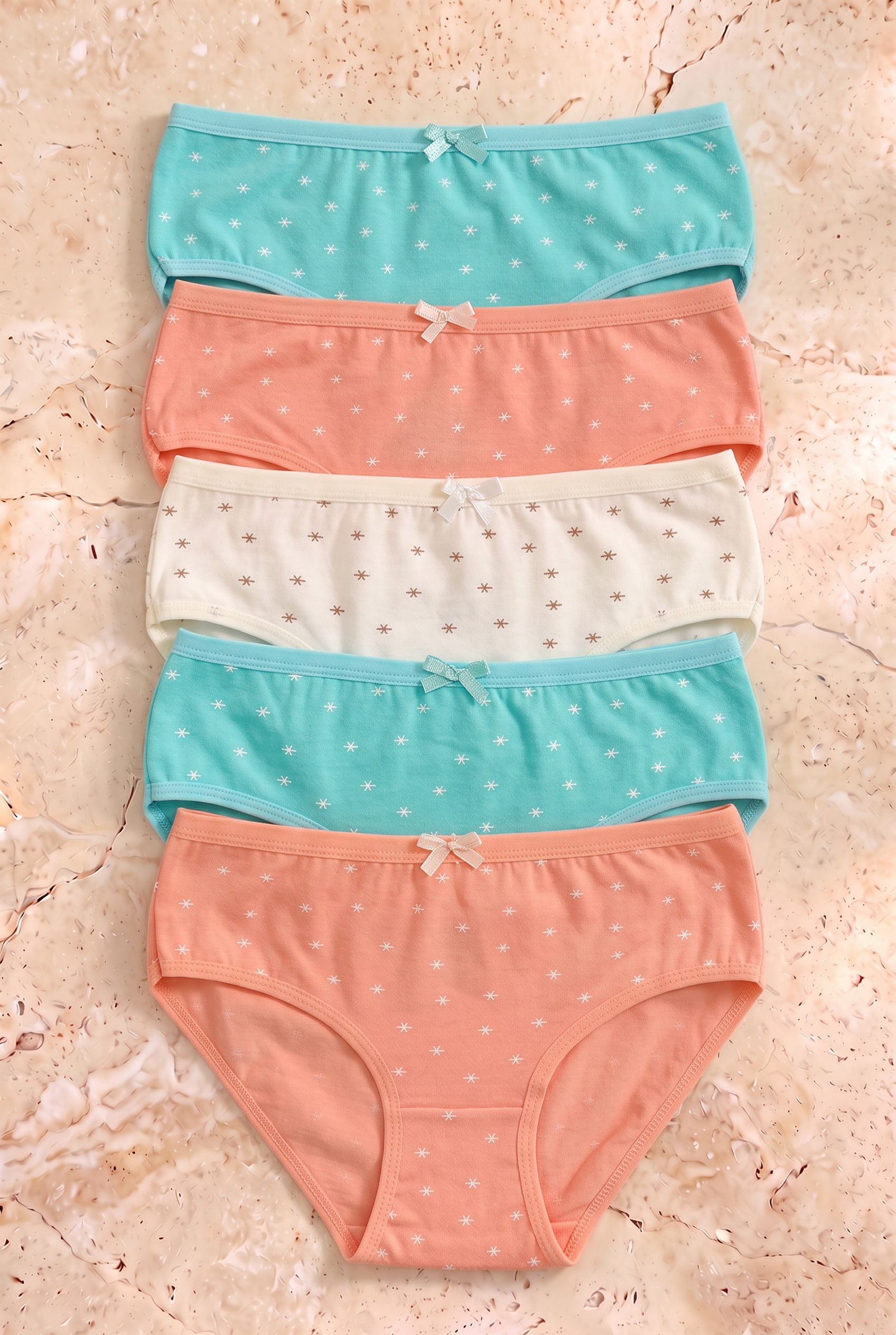 Kız Çocuk 5'li Paket Yıldız Desenli Slip Külot