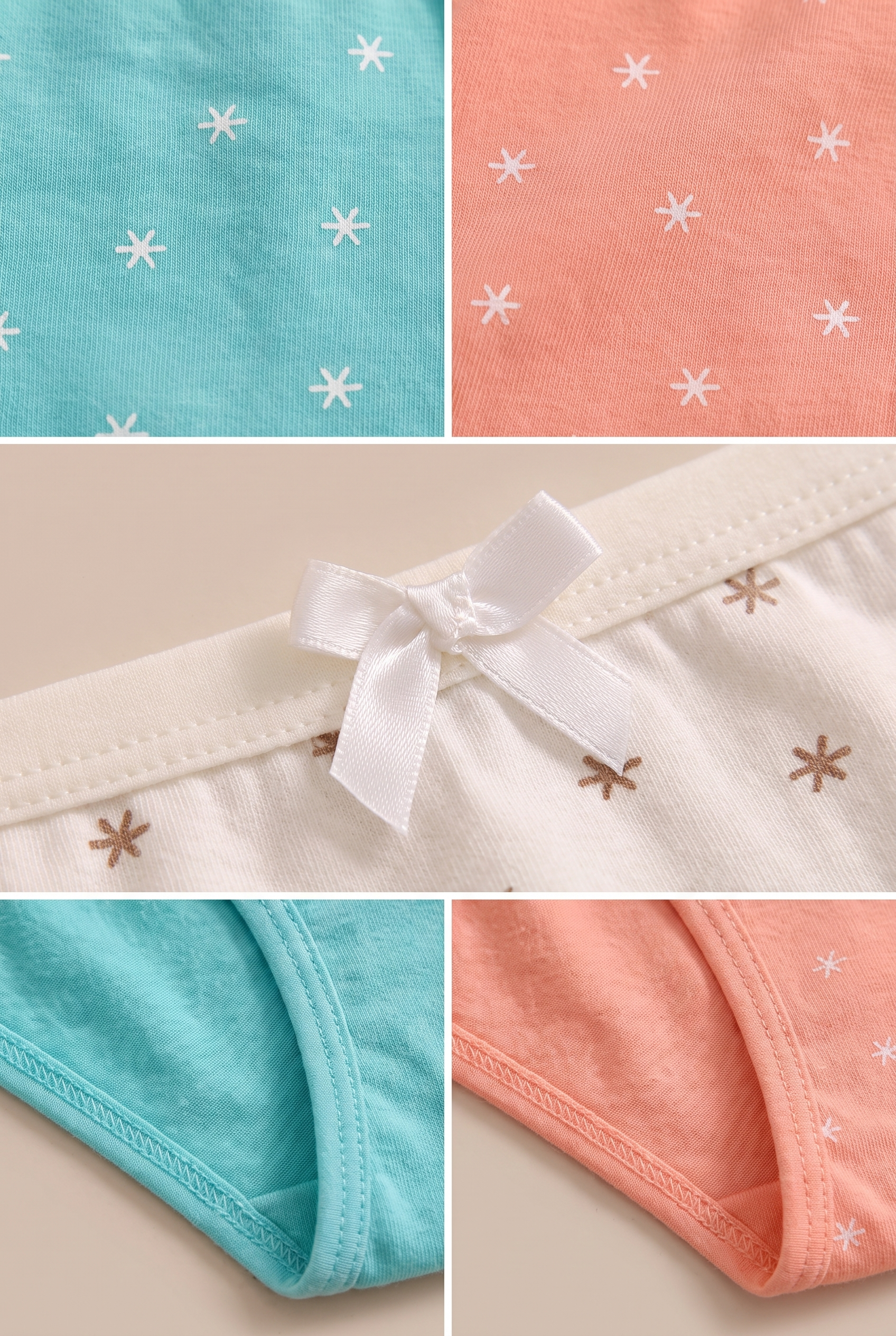 Kız Çocuk 5'li Paket Yıldız Desenli Slip Külot