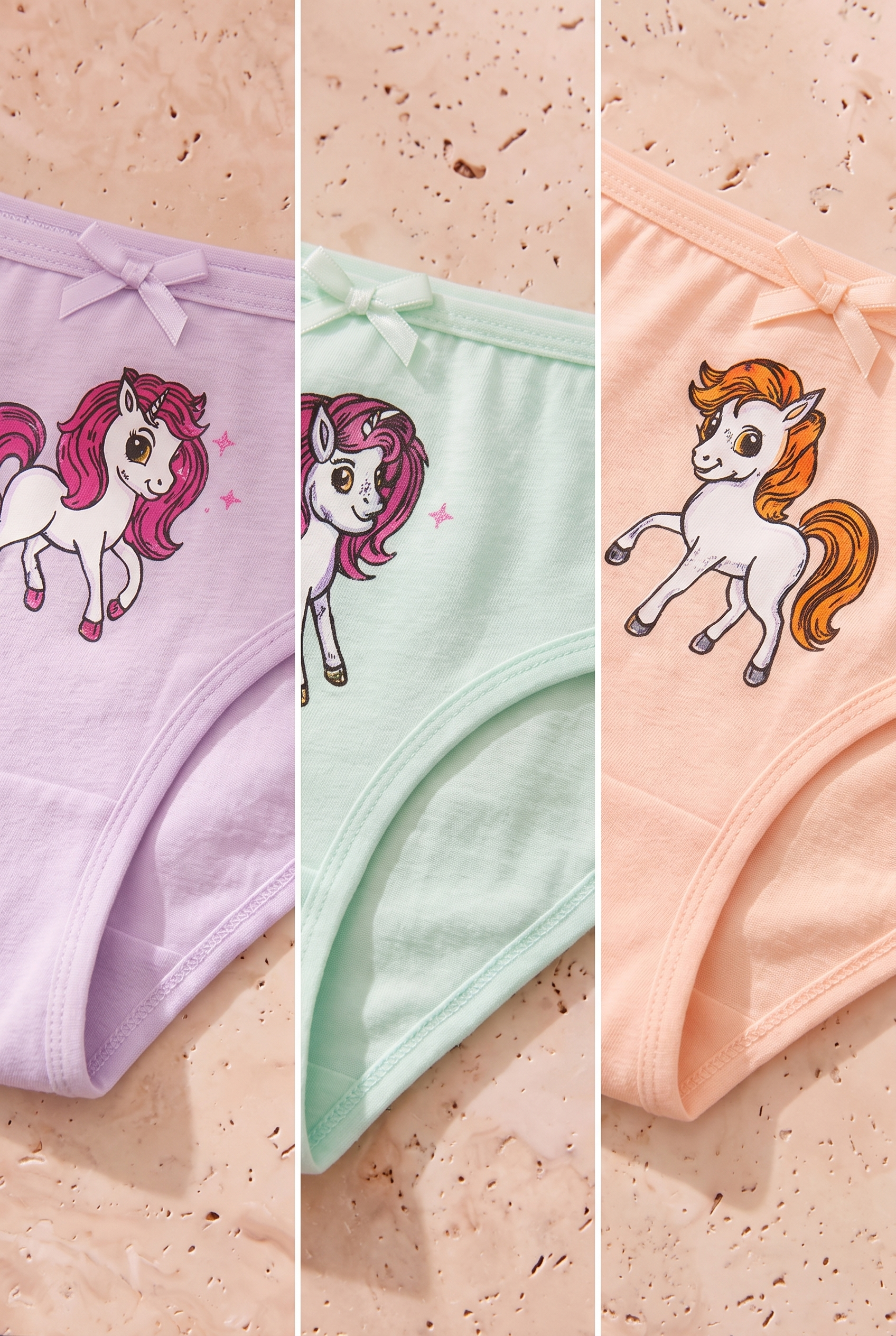 Kız Çocuk 5'li Unicorn Desenli Külot Çok Renkli