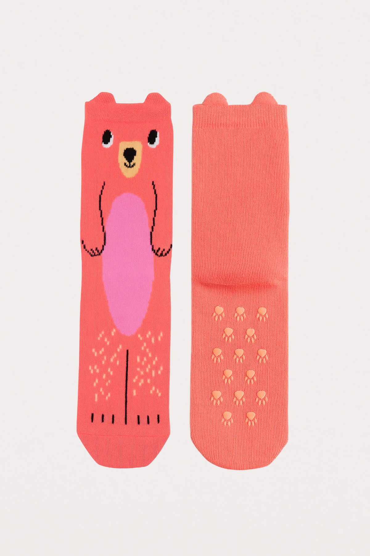 Kız Çocuk Ayıcık Desenli 2'li Kutulu Soket Çorap Pembe