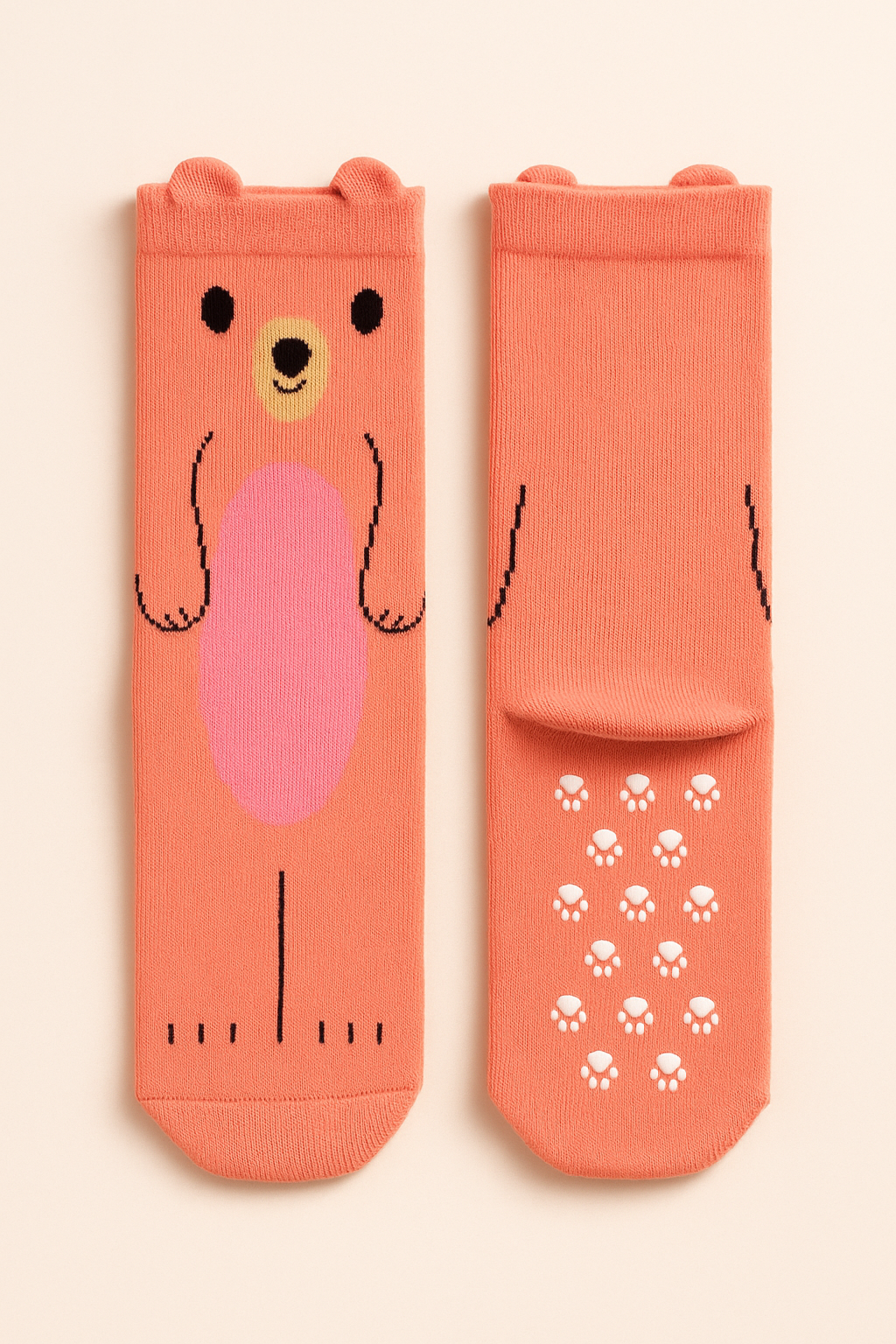 Kız Çocuk Ayıcık Desenli Soket Çorap Pembe
