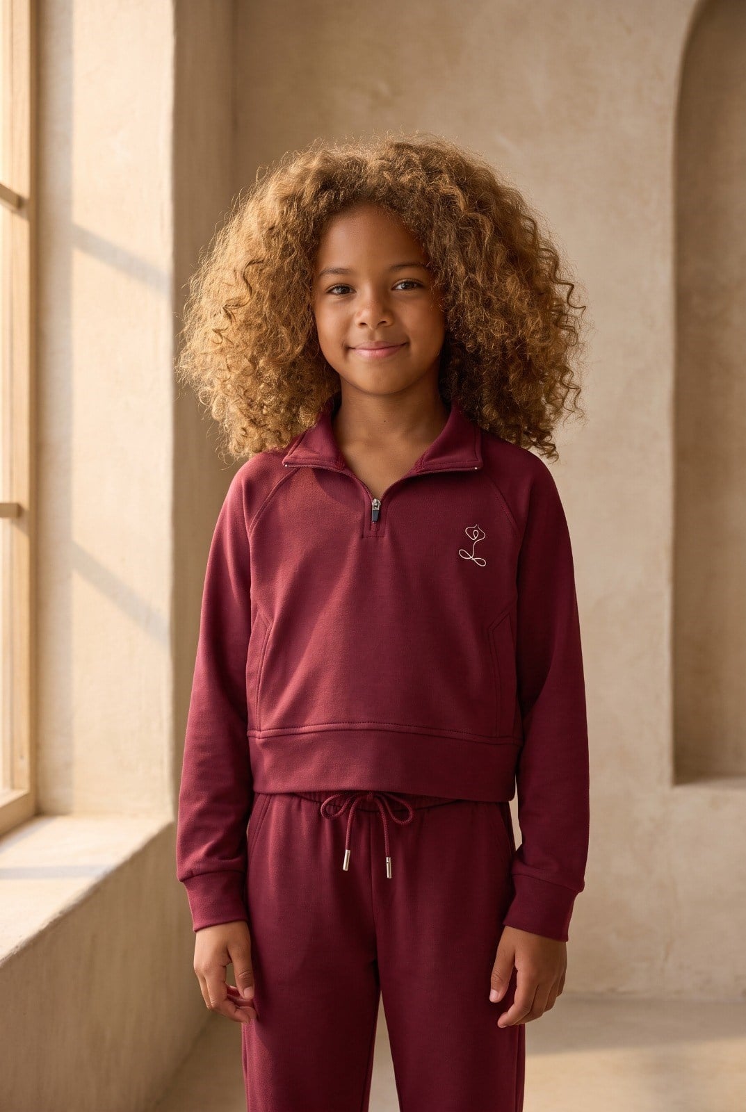 Kız Çocuk Basıc Fluffy Sweatshirt Bordo