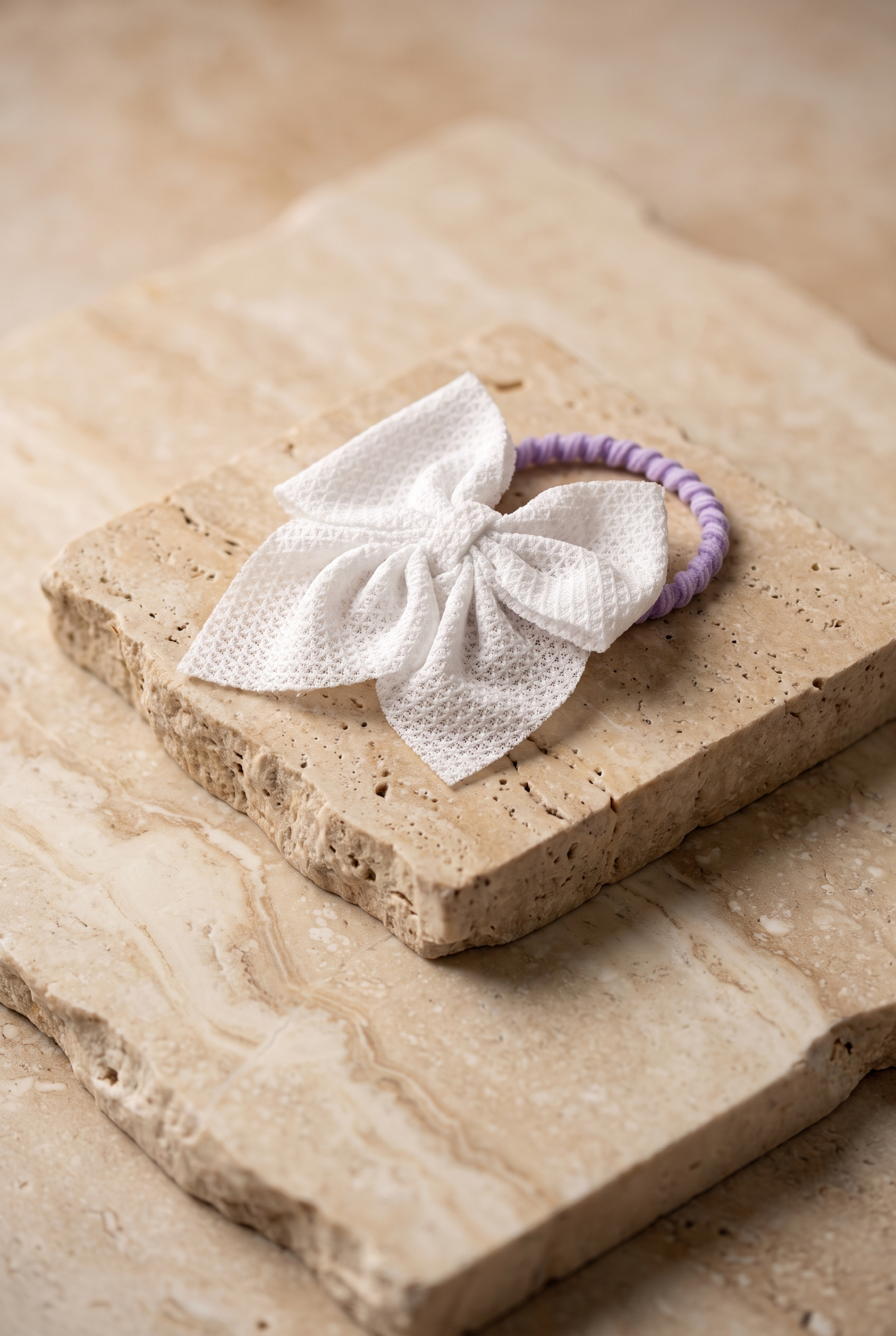 Kız Çocuk Burgu Lastikli Fiyonk Toka Beyaz
