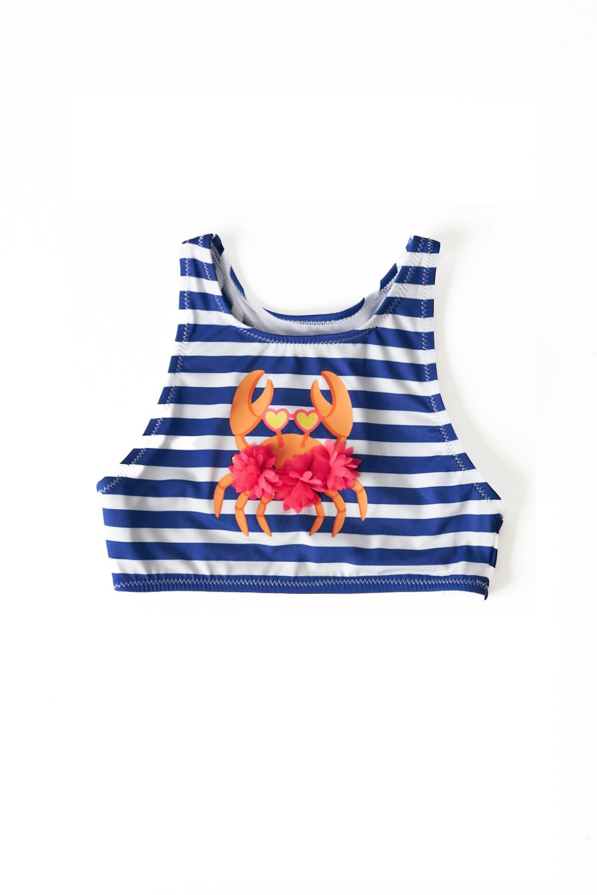 Kız Çocuk Çizgli Aksesuar Detaylı Bİkini Takım