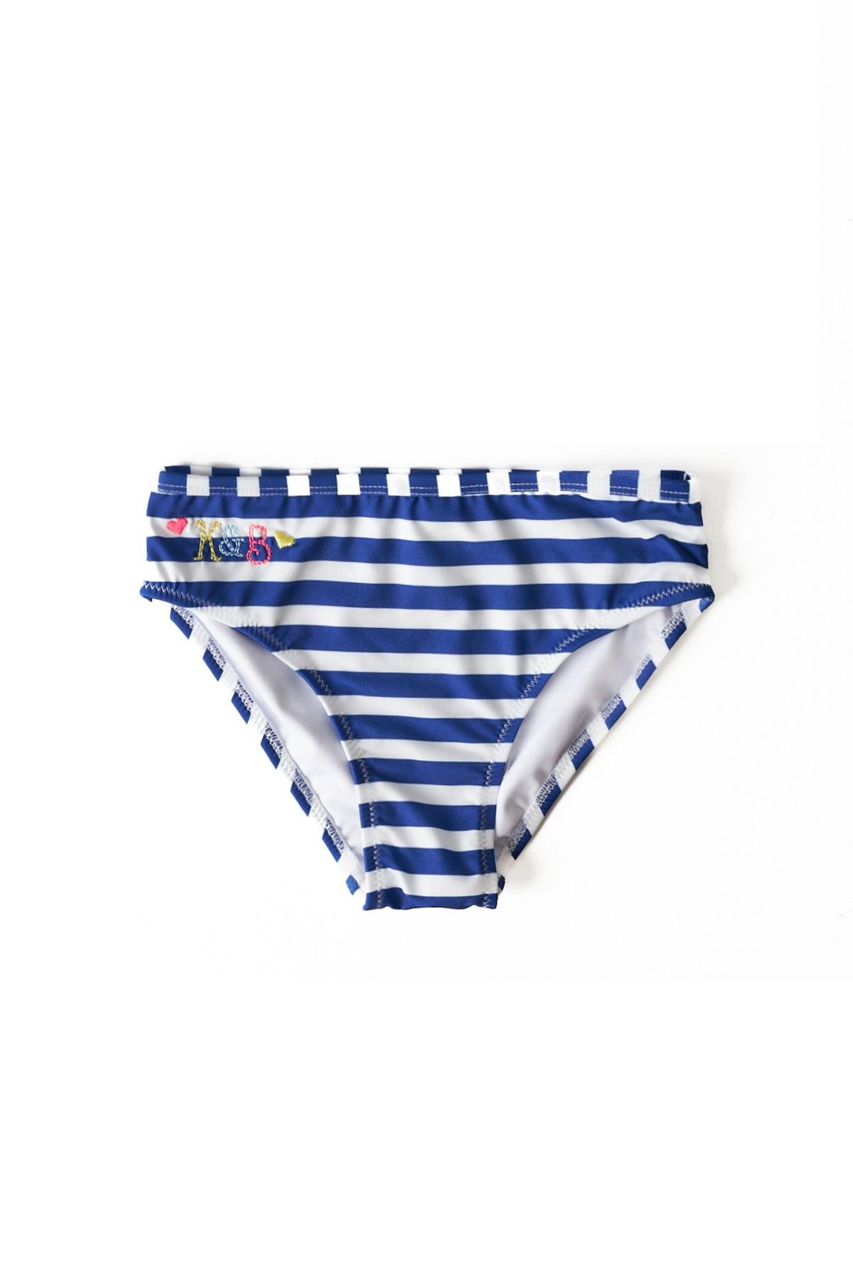 Kız Çocuk Çizgli Aksesuar Detaylı Bİkini Takım