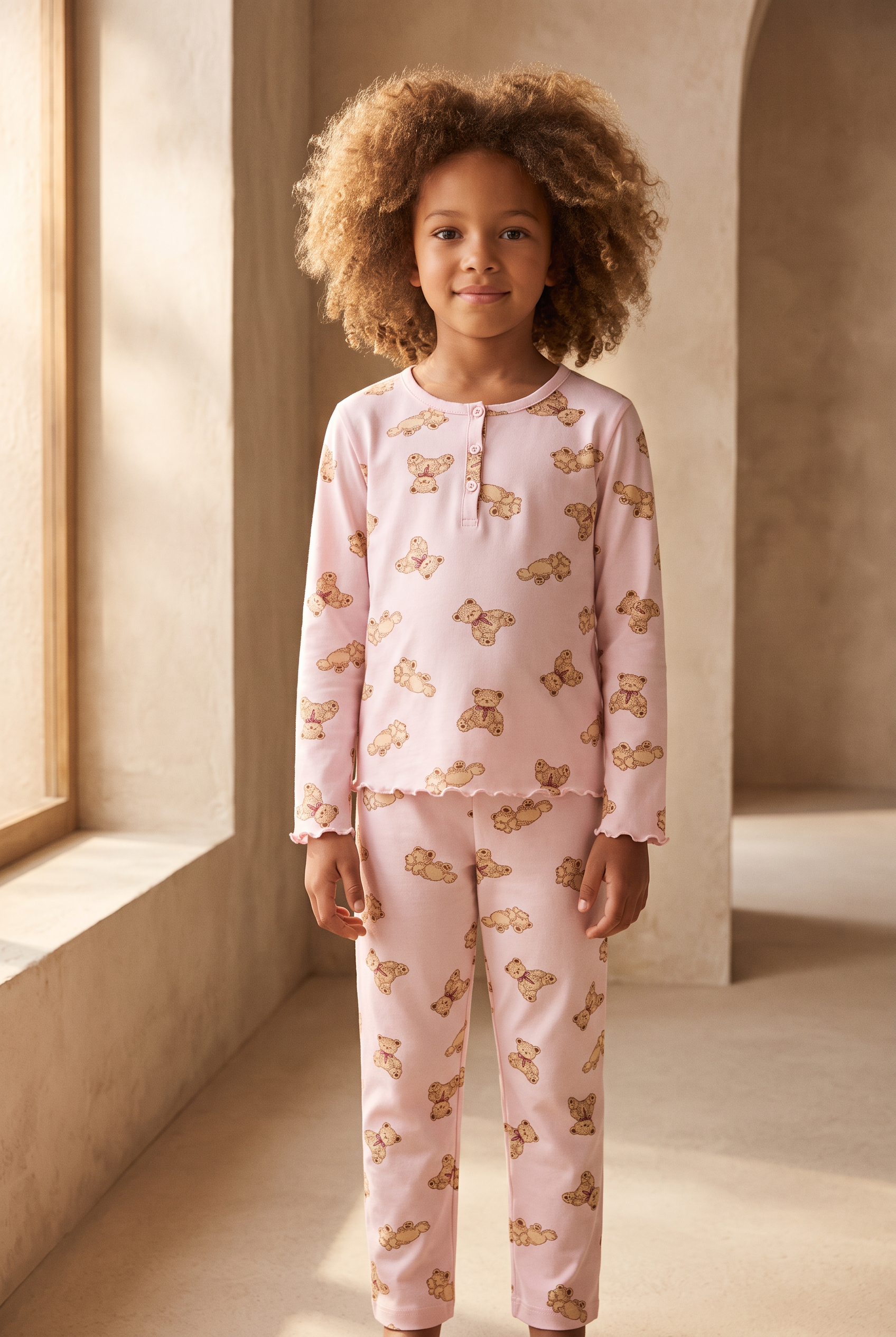 22612K2004 CUTE EDITION TEDDY KIZ ÇOCUK PİJAMA TAKIM Pembe