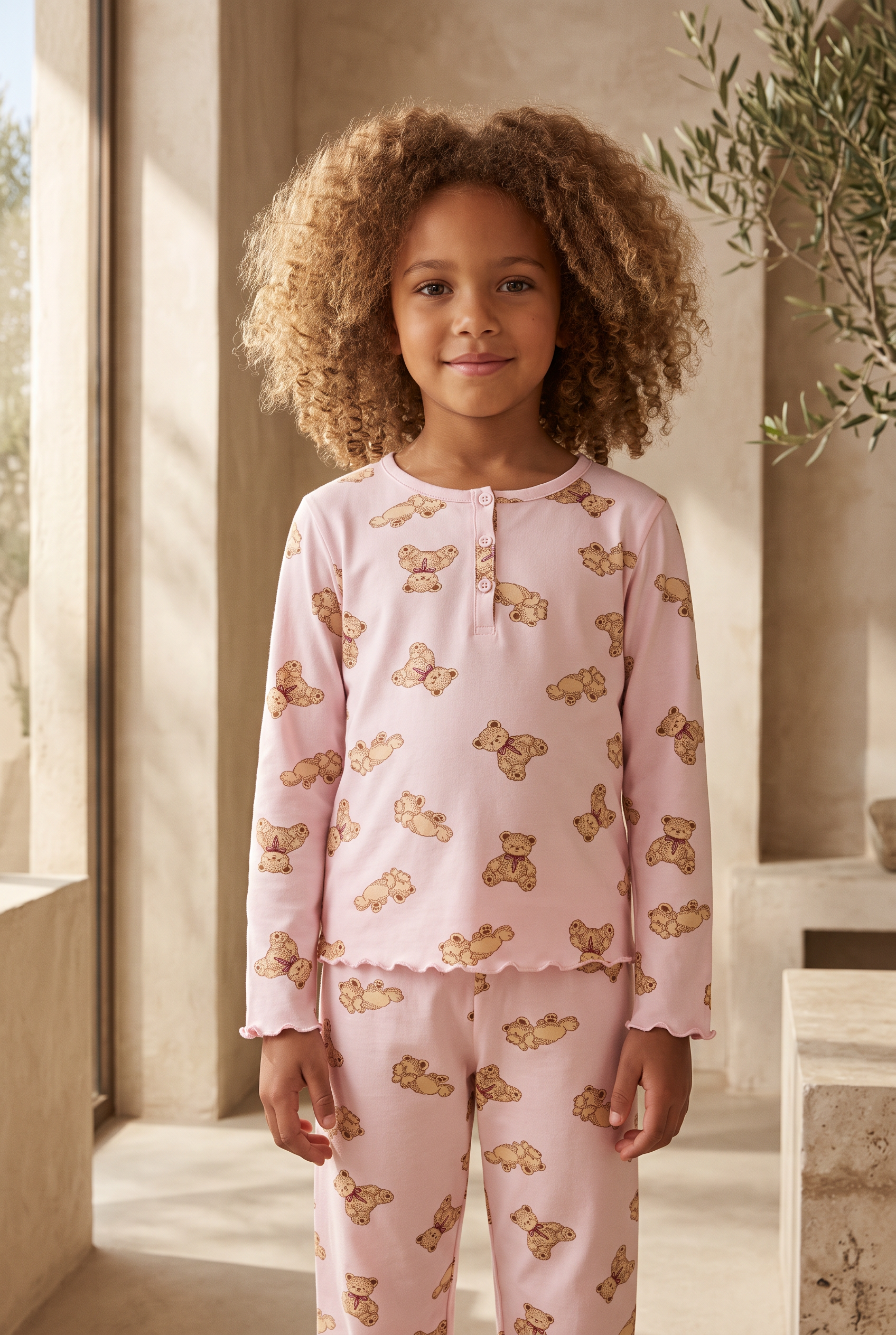 22612K2004 CUTE EDITION TEDDY KIZ ÇOCUK PİJAMA TAKIM Pembe