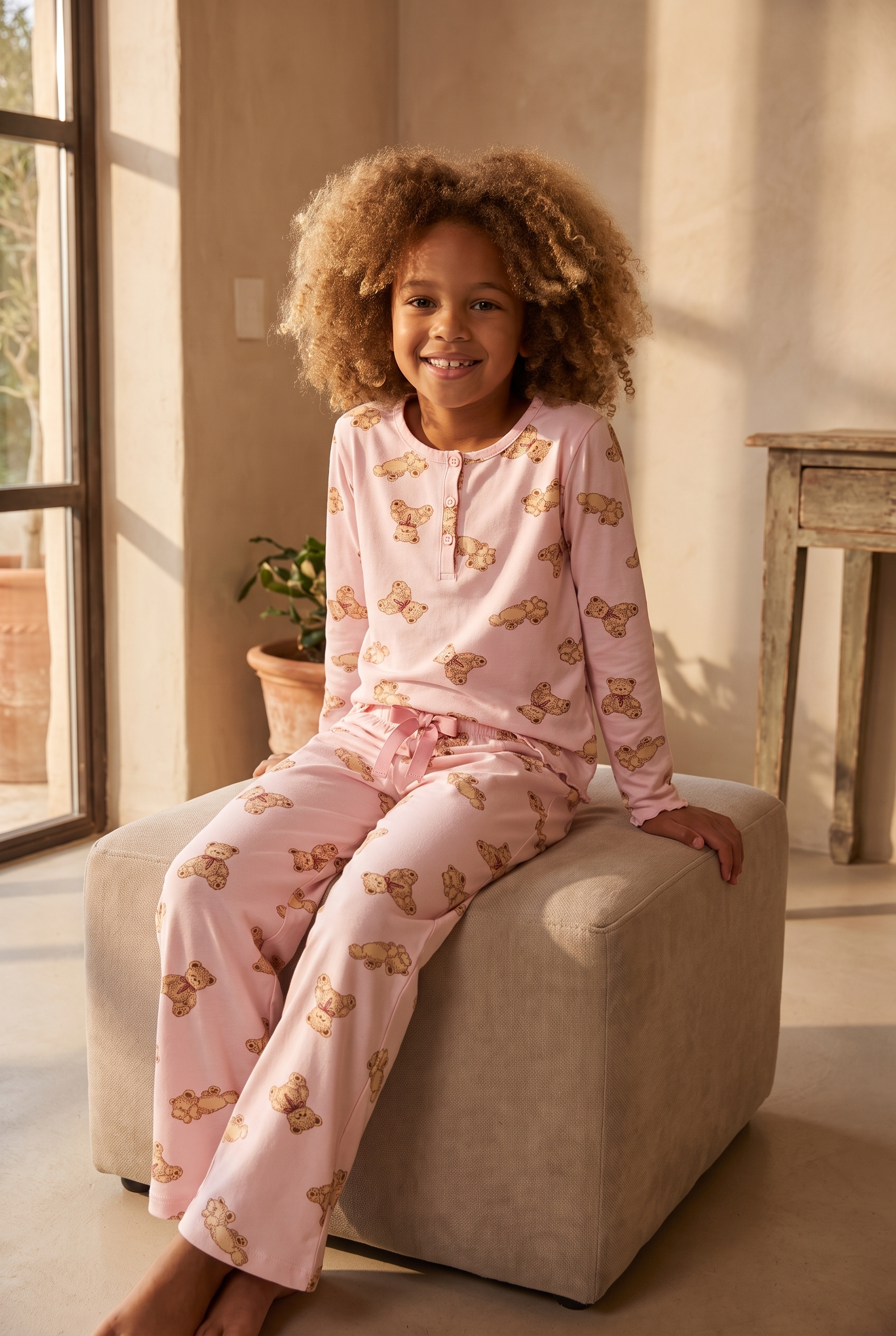 22612K2004 CUTE EDITION TEDDY KIZ ÇOCUK PİJAMA TAKIM Pembe