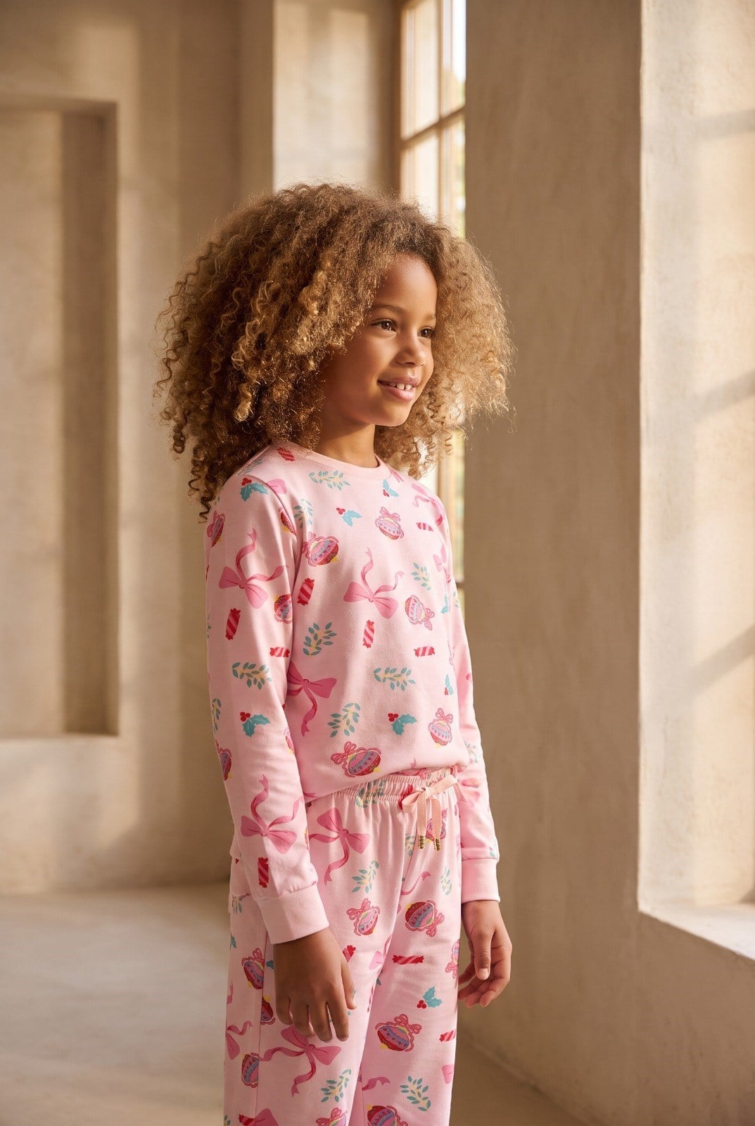 Kız Çocuk Dear Santa Candy Pijama Takımı Pembe